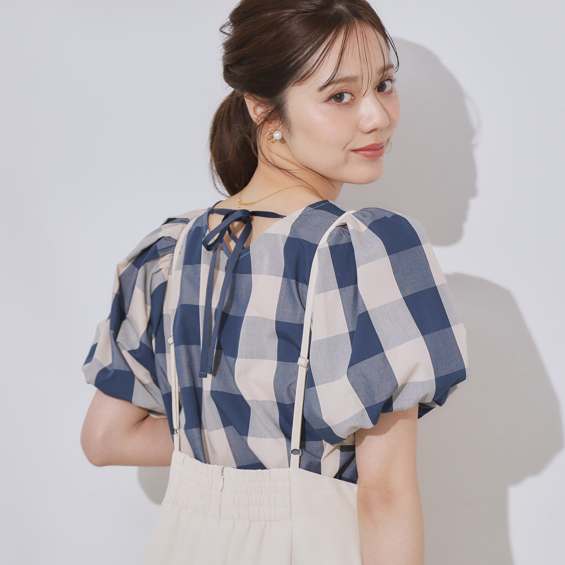 Couture broach「【マシンウォッシャブル・二の腕カバー】ブロックチェックブラウス」|シャツ・ブラウス|