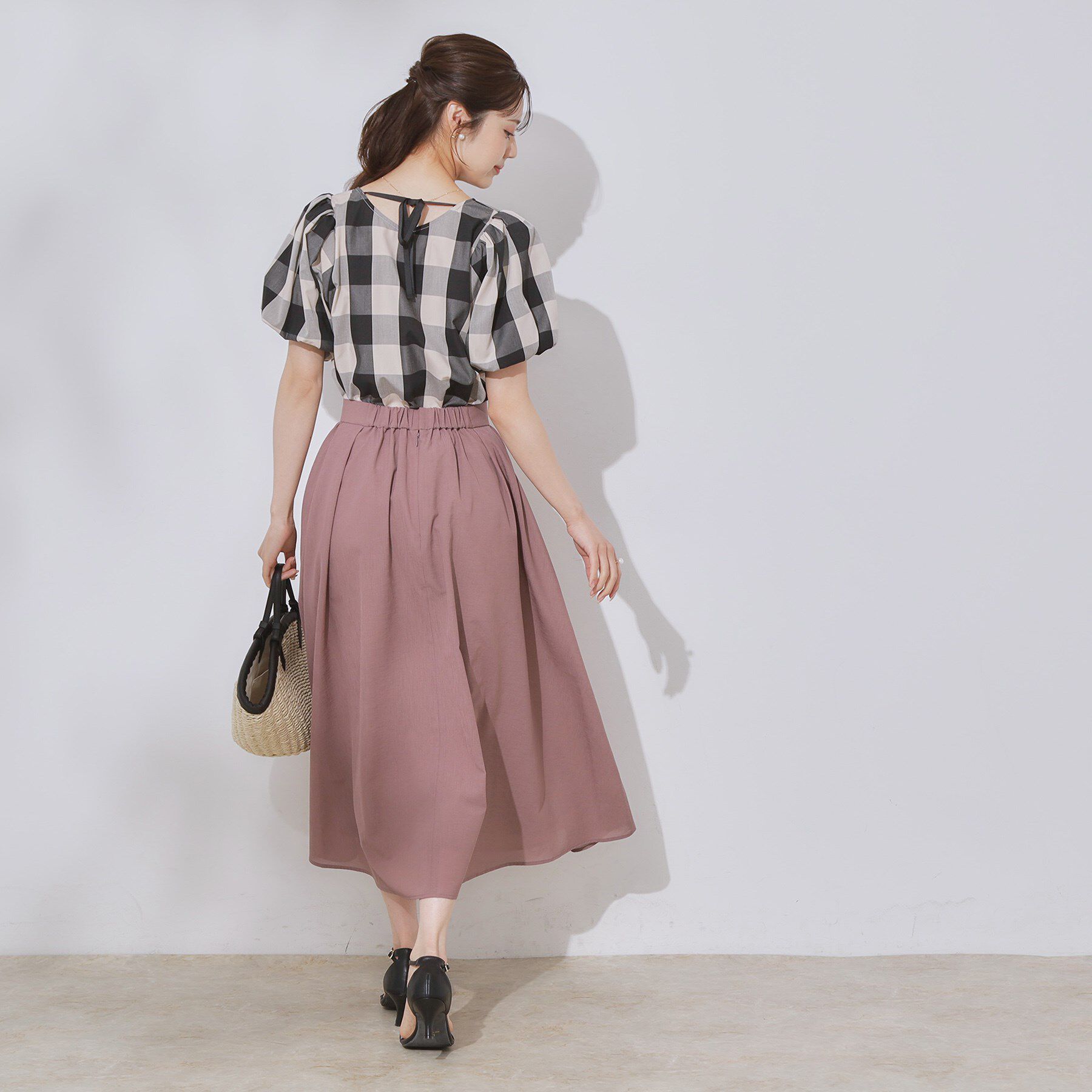 Couture broach「【マシンウォッシャブル・二の腕カバー】ブロックチェックブラウス」|シャツ・ブラウス|