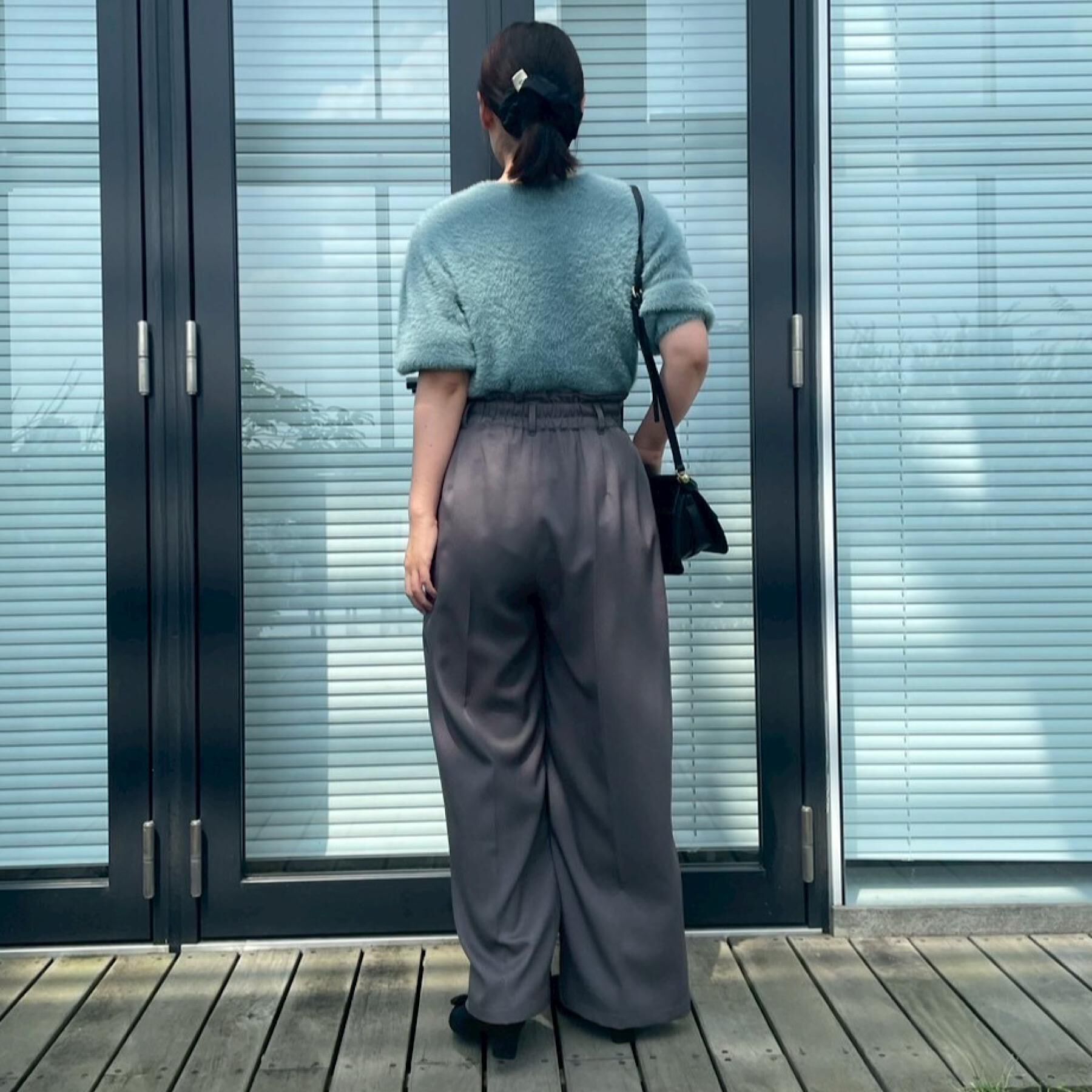 Couture broach「【着映え・5分袖・フェミニン】ラメフェザー半袖ニット」|ニット・セーター|