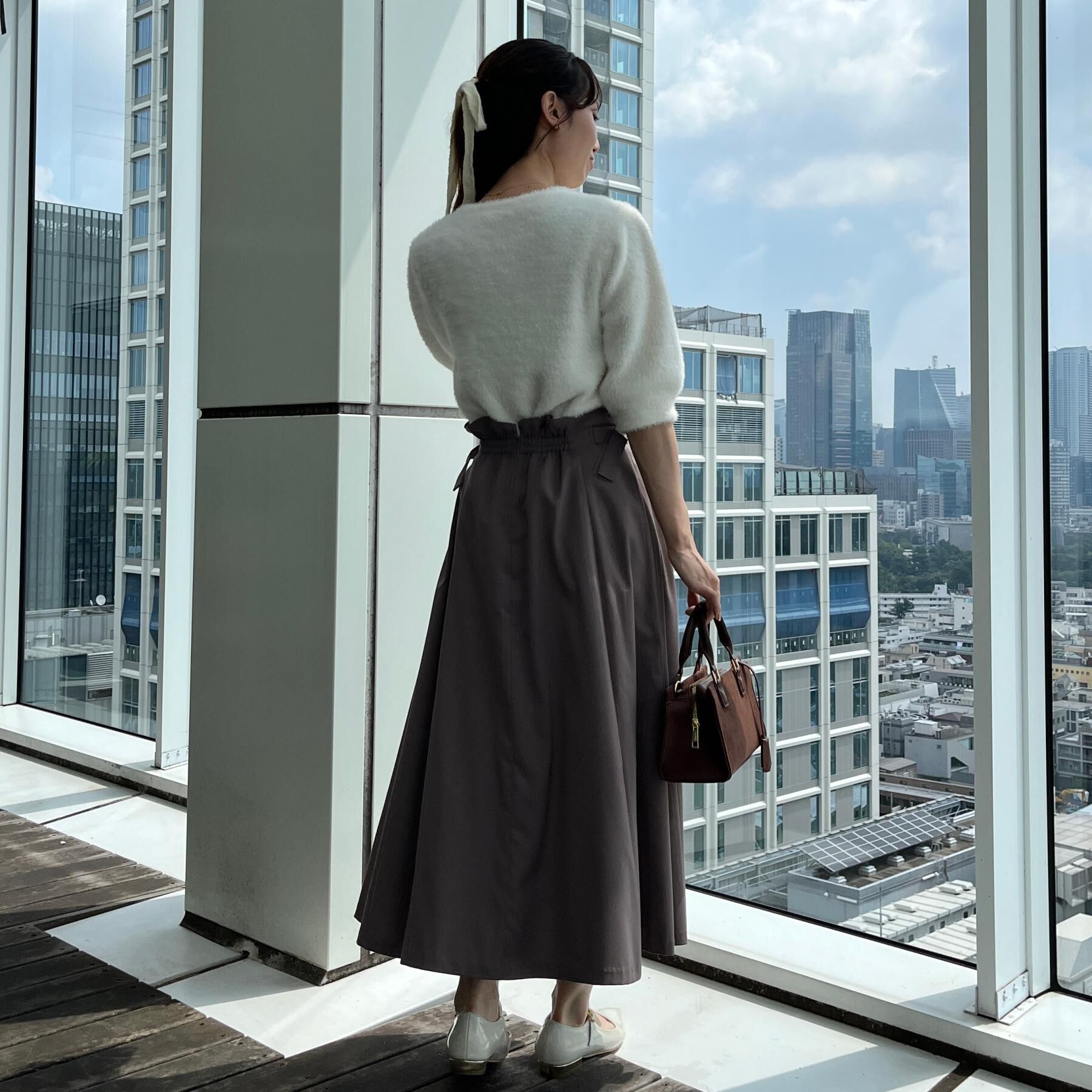 Couture broach「【着映え・5分袖・フェミニン】ラメフェザー半袖ニット」|ニット・セーター|