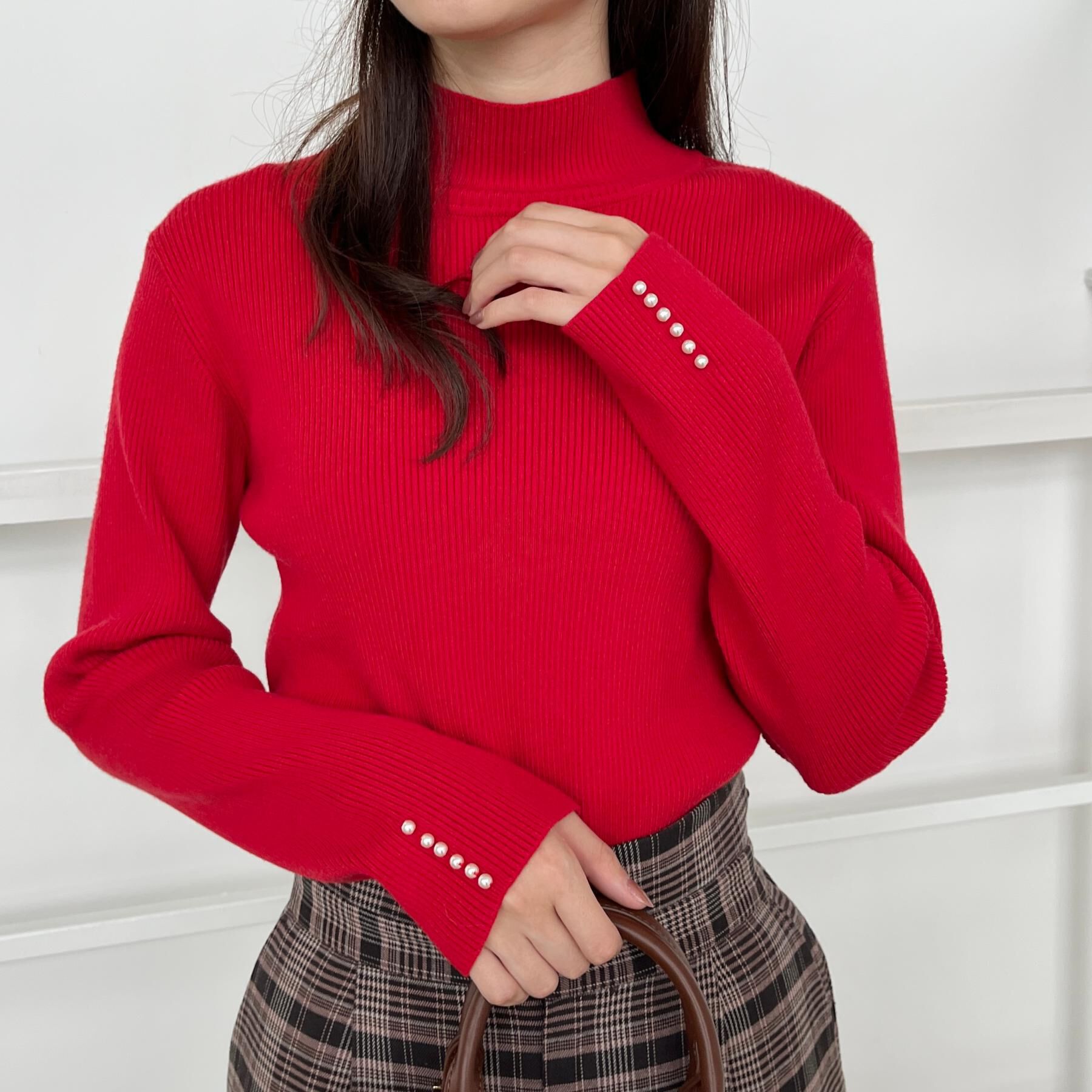 Couture broach「【多機能・フェミニン】パール調リブニット」|ニット・セーター|
