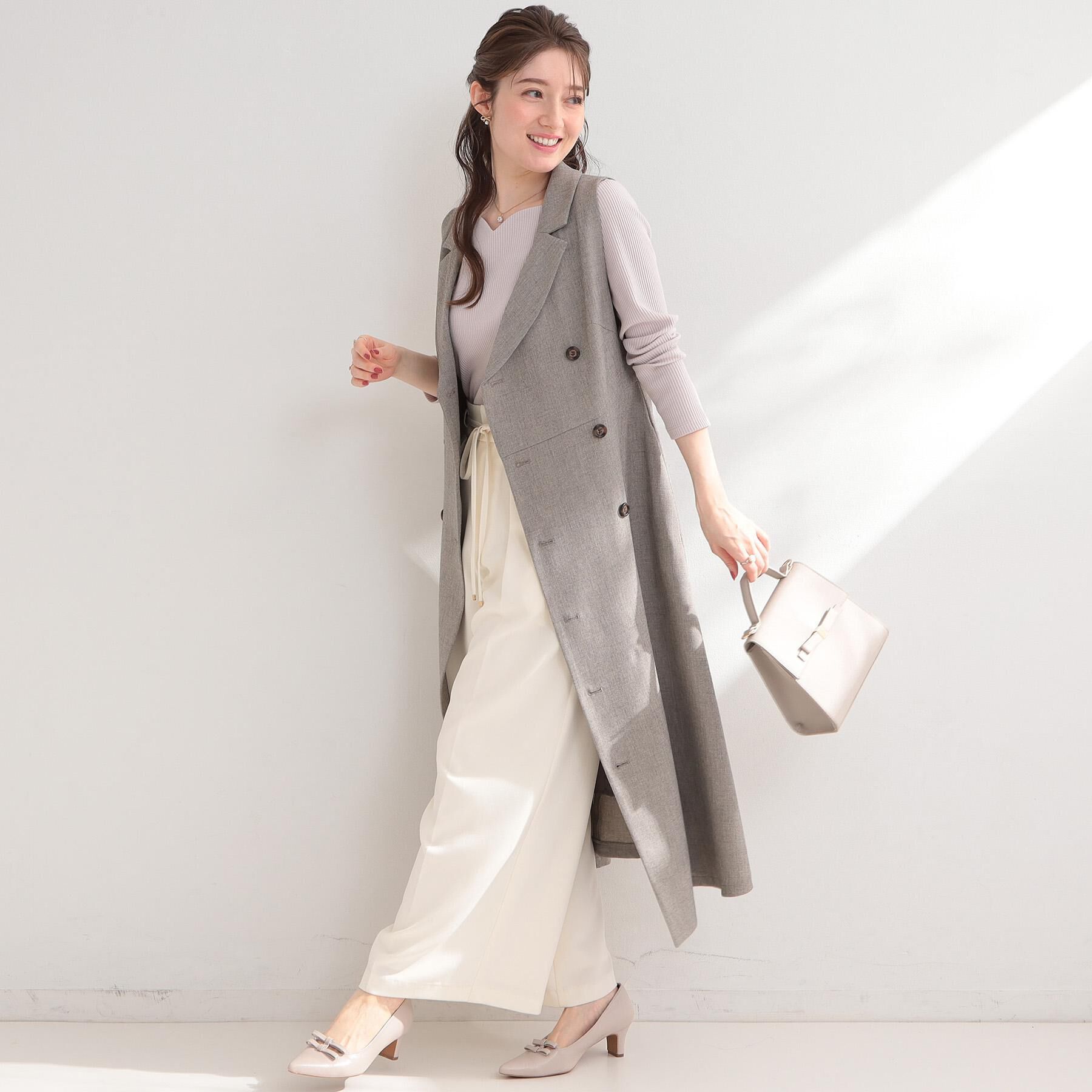 Couture broach「【通勤】リネンライク ジレにもなるジャンスカ」|ワンピース|