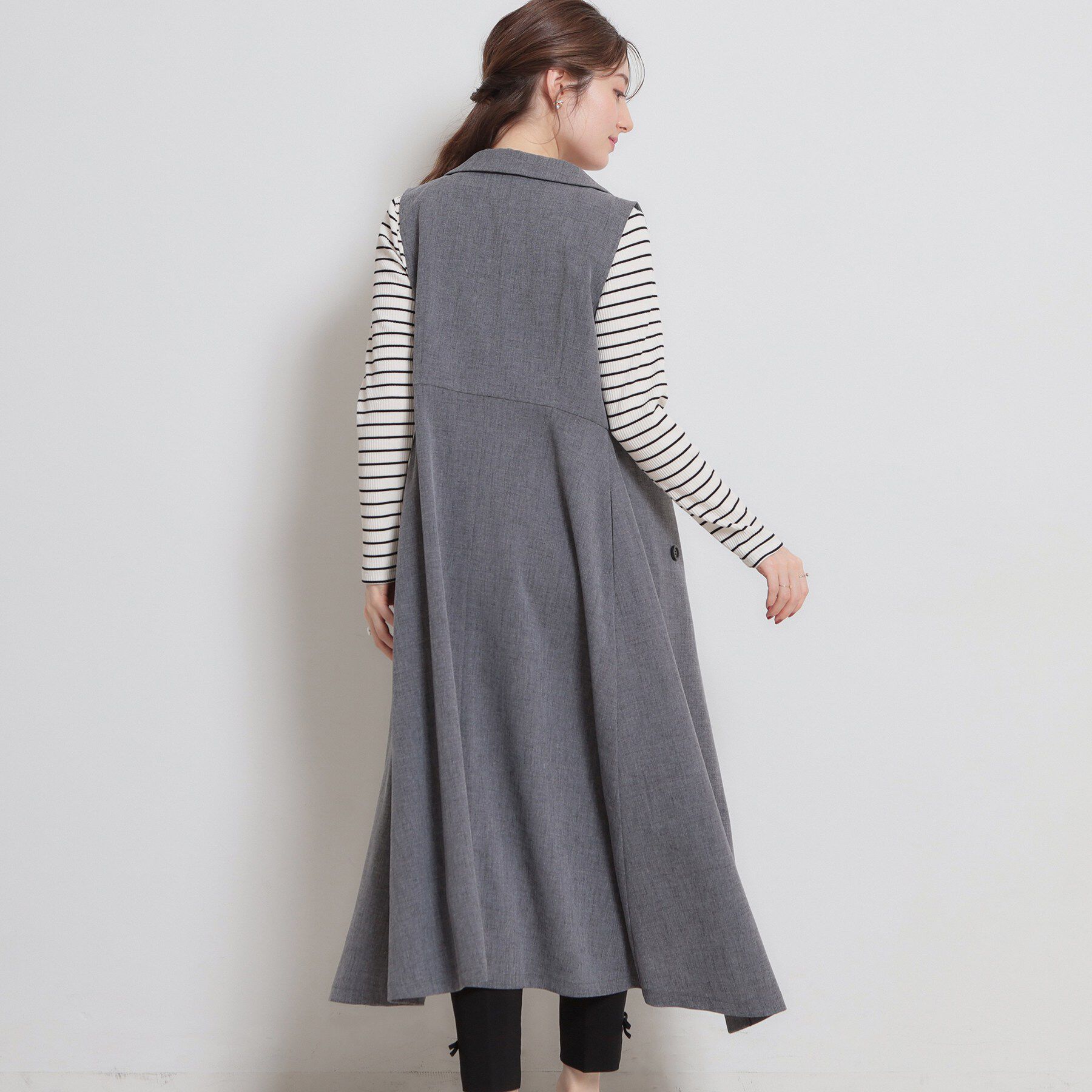 Couture broach「【通勤】リネンライク ジレにもなるジャンスカ」|ワンピース|