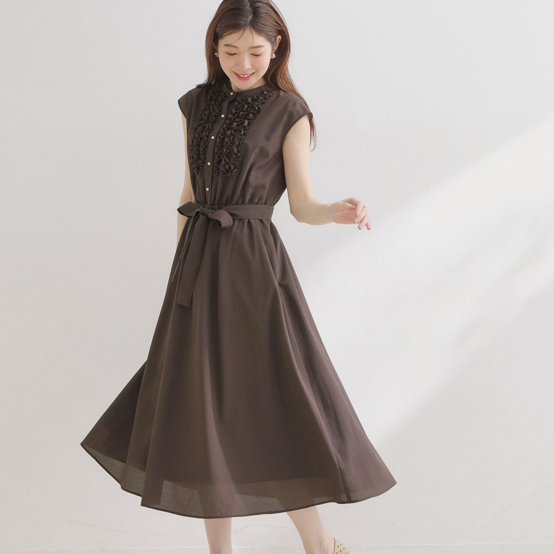 Couture broach「【洗える・着映え】リネンライク シアーワンピース」|ワンピース|