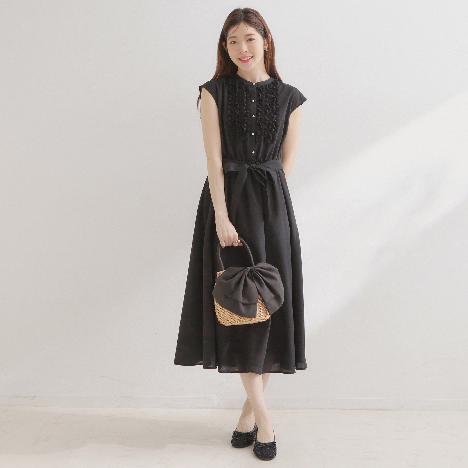 Couture broach「【洗える・着映え】リネンライク シアーワンピース」|ワンピース|