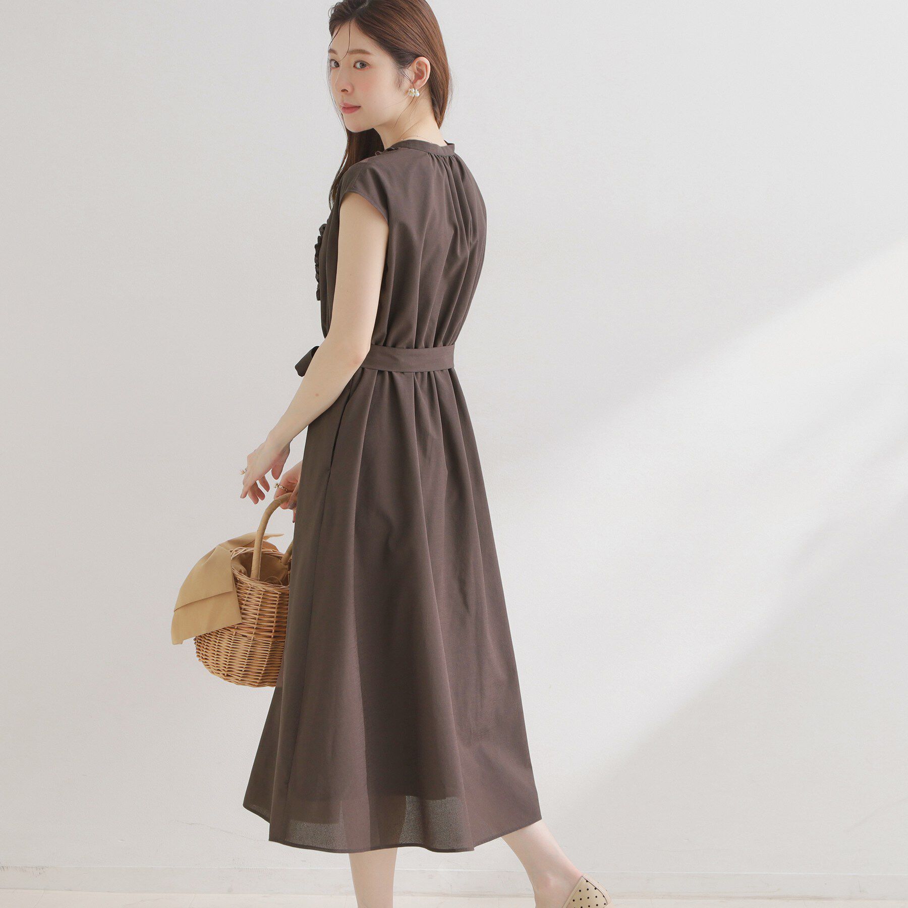 Couture broach「【洗える・着映え】リネンライク シアーワンピース」|ワンピース|