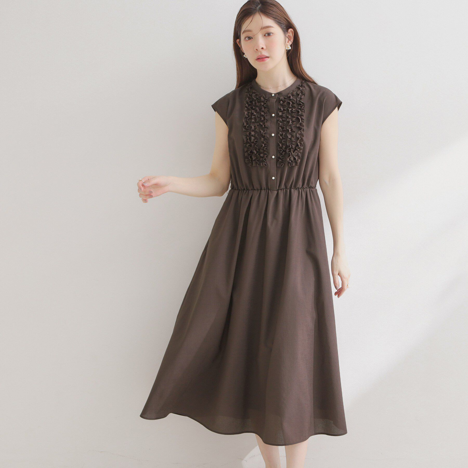 Couture broach「【洗える・着映え】リネンライク シアーワンピース」|ワンピース|
