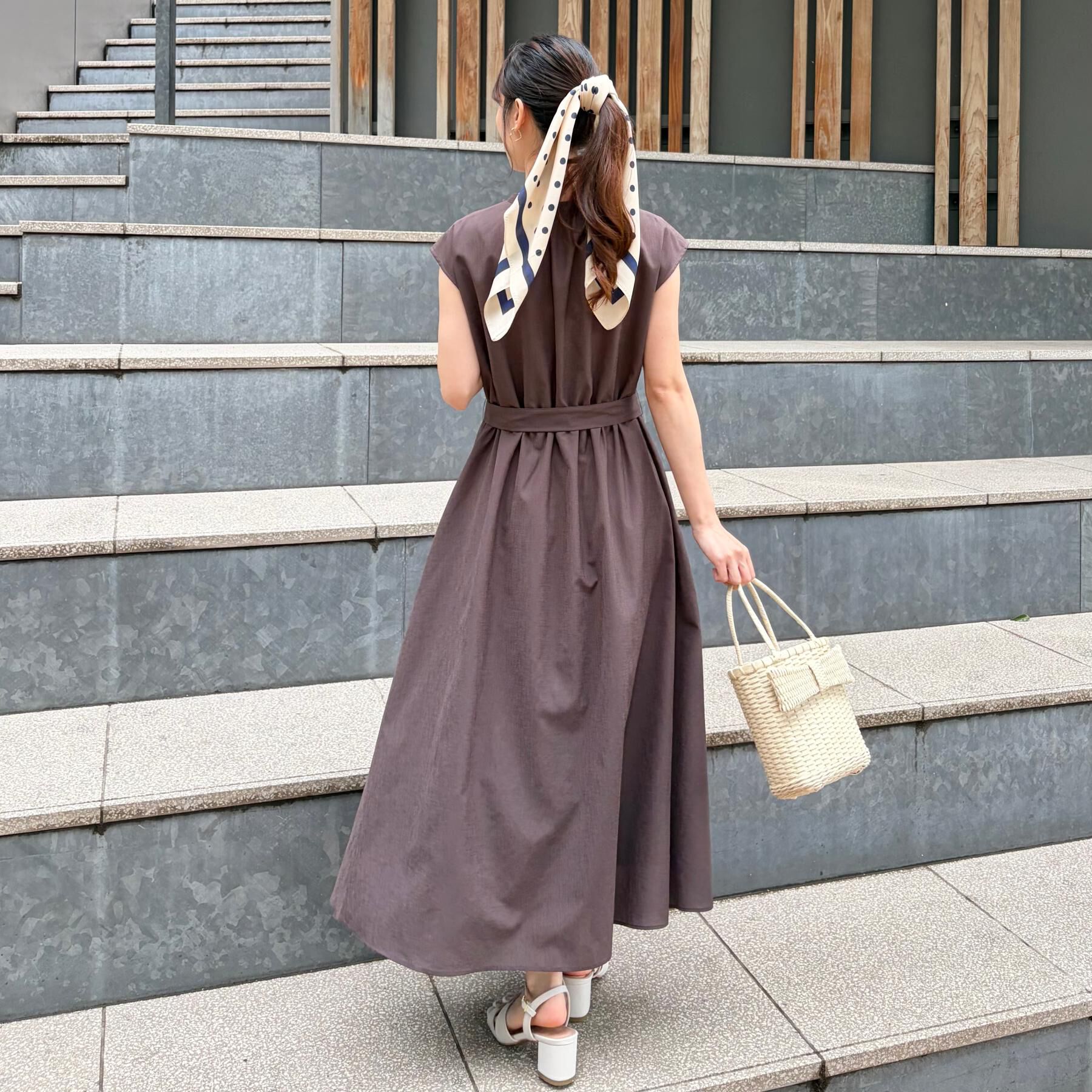 Couture broach「【洗える・着映え】リネンライク シアーワンピース」|ワンピース|