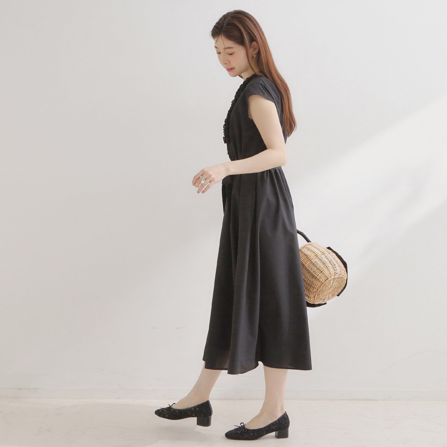 Couture broach「【洗える・着映え】リネンライク シアーワンピース」|ワンピース|