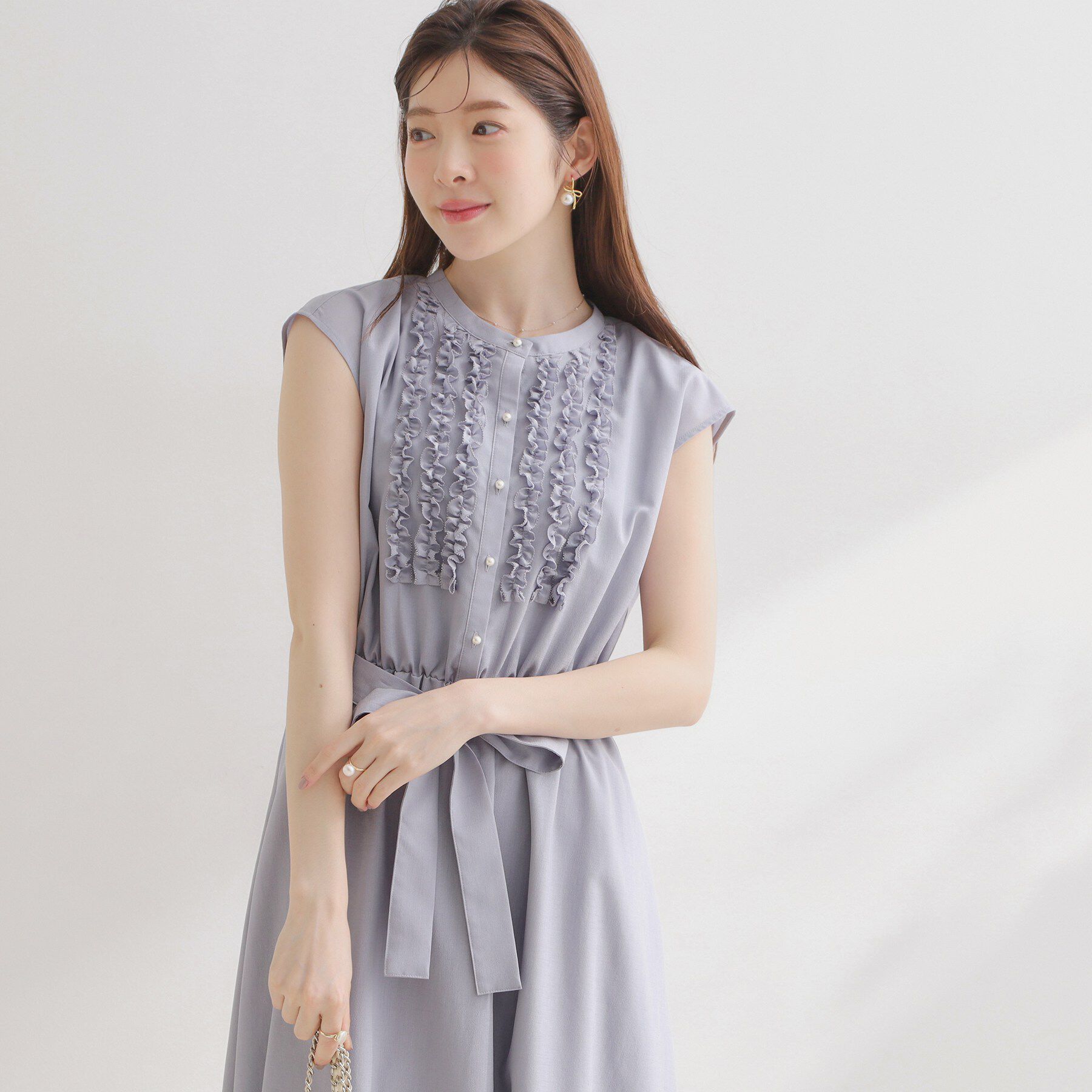 Couture broach「【洗える・着映え】リネンライク シアーワンピース」|ワンピース|