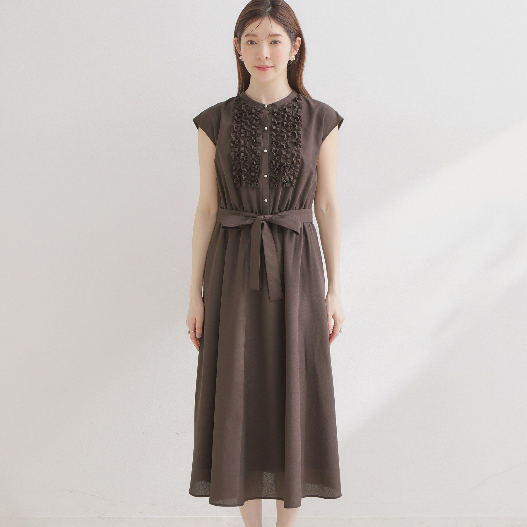 Couture broach「【洗える・着映え】リネンライク シアーワンピース」|ワンピース|