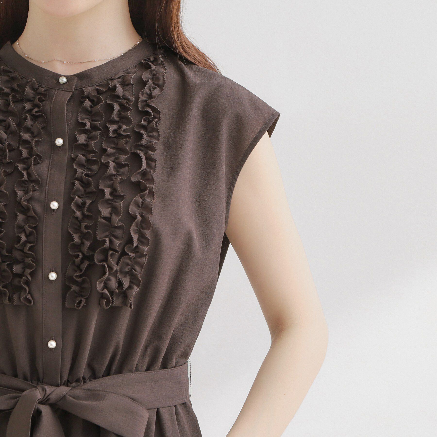 Couture broach「【洗える・着映え】リネンライク シアーワンピース」|ワンピース|