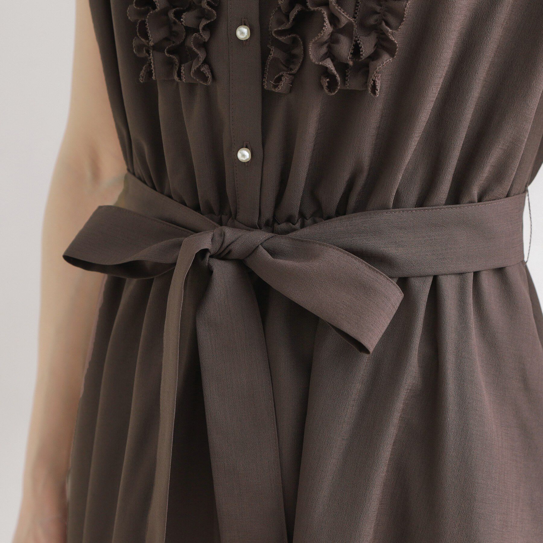 Couture broach「【洗える・着映え】リネンライク シアーワンピース」|ワンピース|