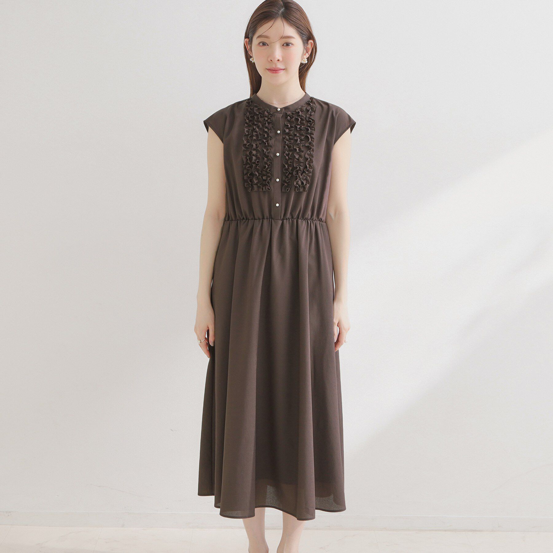 Couture broach「【洗える・着映え】リネンライク シアーワンピース」|ワンピース|