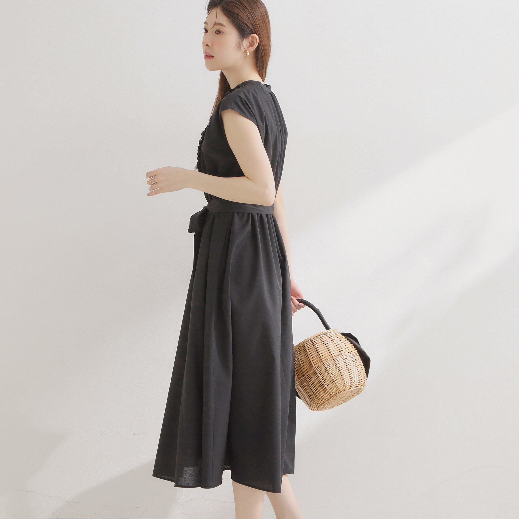 Couture broach「【洗える・着映え】リネンライク シアーワンピース」|ワンピース|