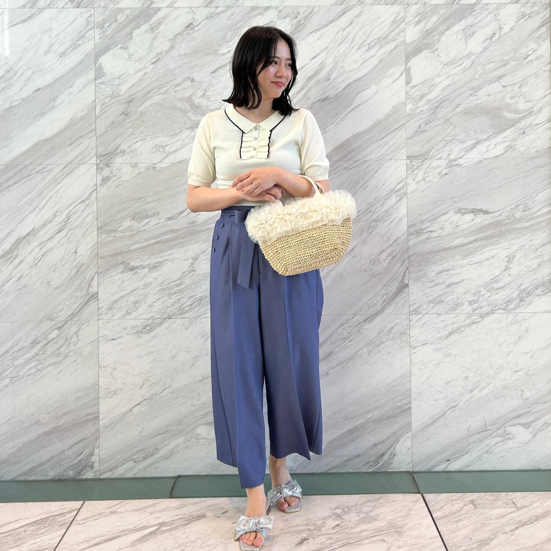 Couture broach「【洗える】フリル ポロ衿ニット」|ニット・セーター|