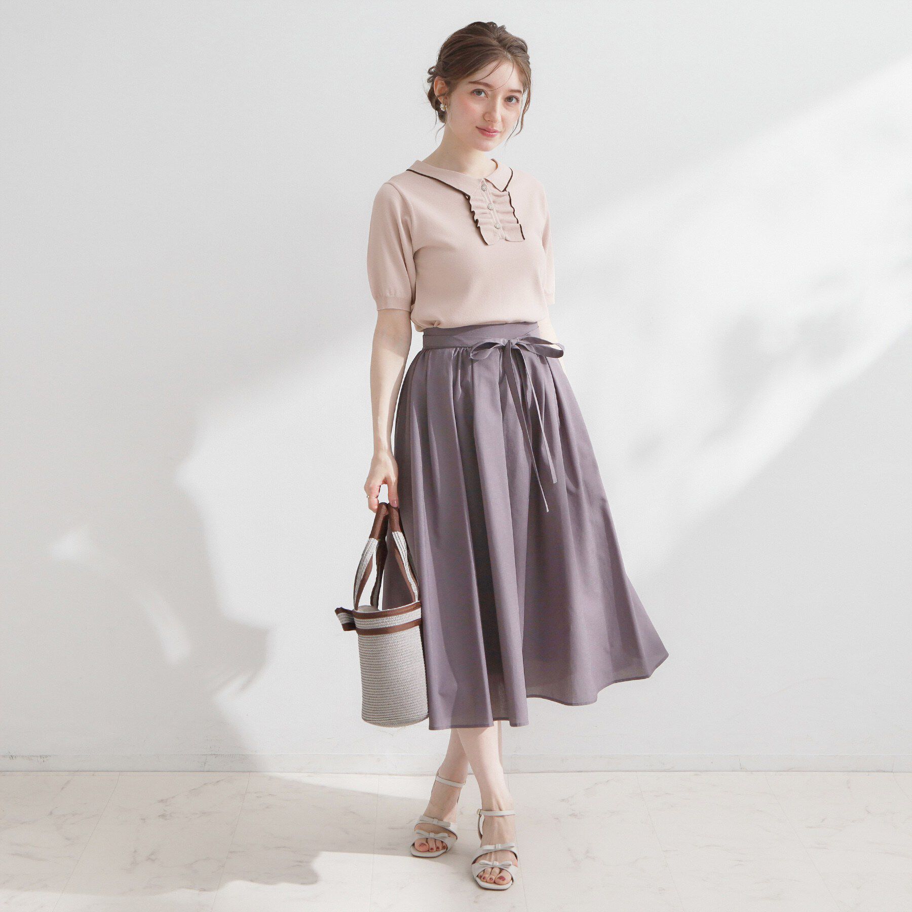 Couture broach「【洗える】フリル ポロ衿ニット」|ニット・セーター|