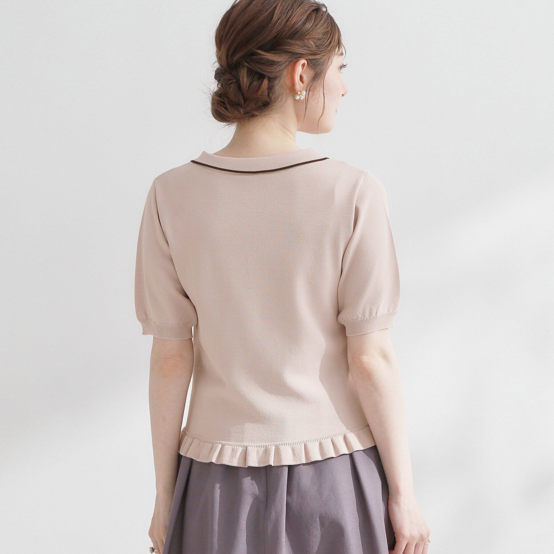 Couture broach「【洗える】フリル ポロ衿ニット」|ニット・セーター|