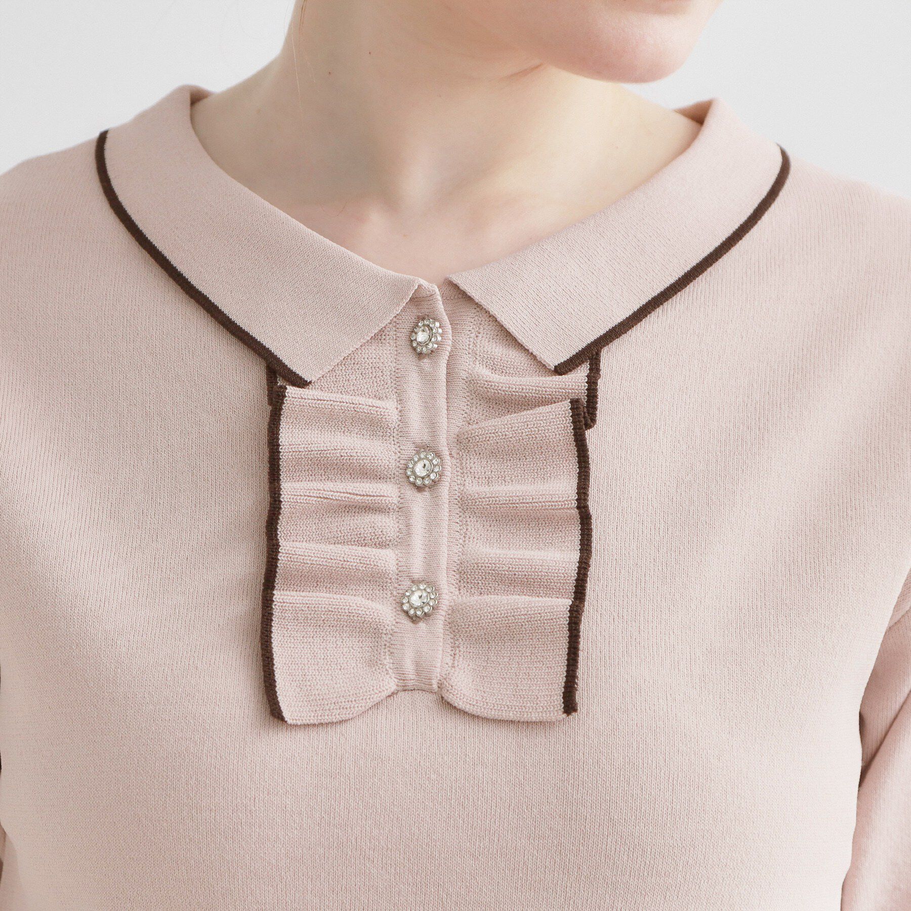 Couture broach「【洗える】フリル ポロ衿ニット」|ニット・セーター|