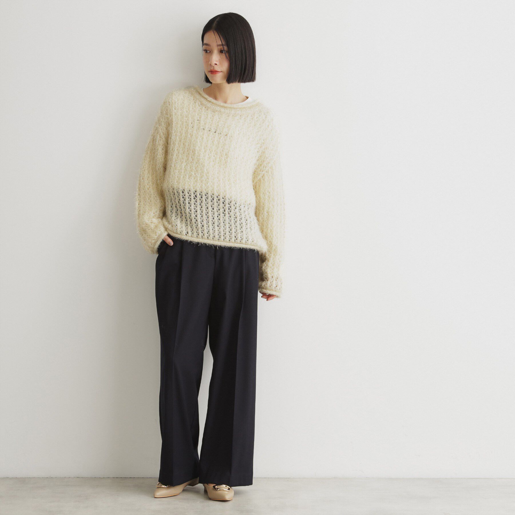 THE SHOP TK「【毛玉になりにくい】ラメメッシュニット/洗える」|ニット・セーター|