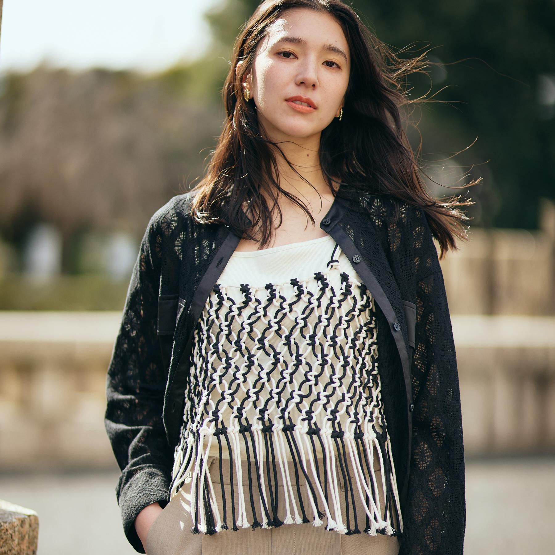 THE SHOP TK「マクラメビスチェ」|キャミソール|