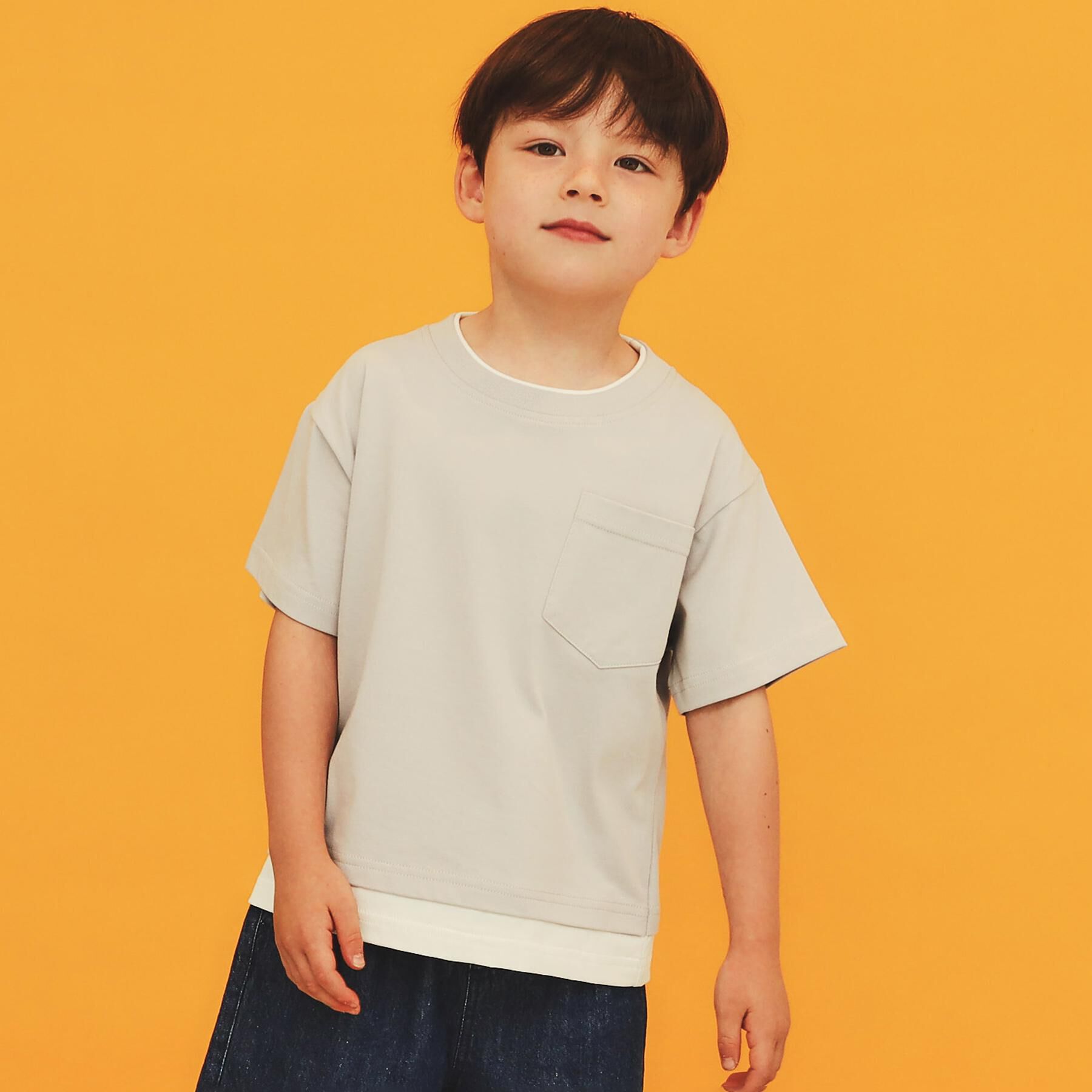 THE SHOP TK「【110－160】レイヤード風半袖Tシャツ/洗濯機OK」|Tシャツ・カットソー|