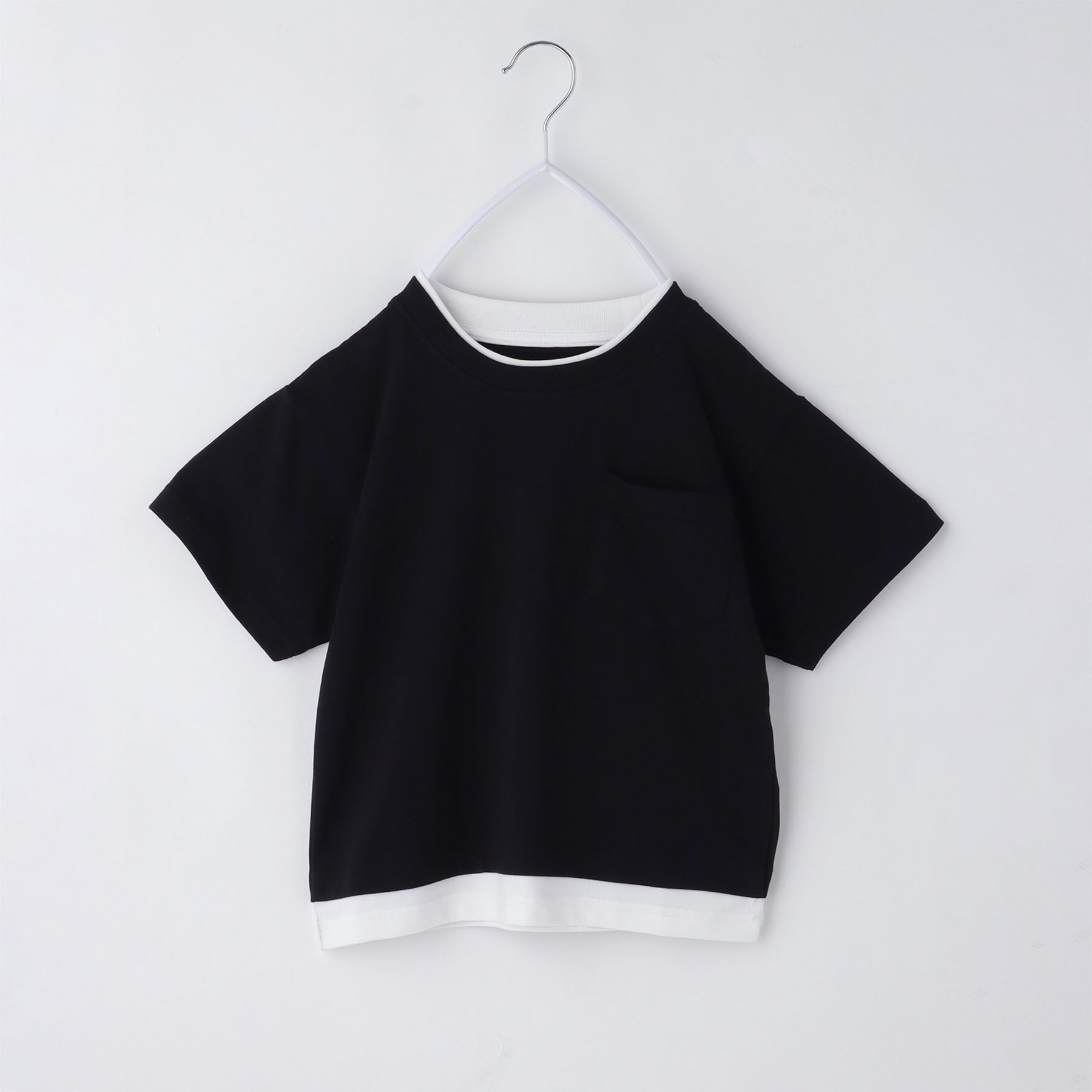 THE SHOP TK「【110－160】レイヤード風半袖Tシャツ/洗濯機OK」|Tシャツ・カットソー|ブラック(519)