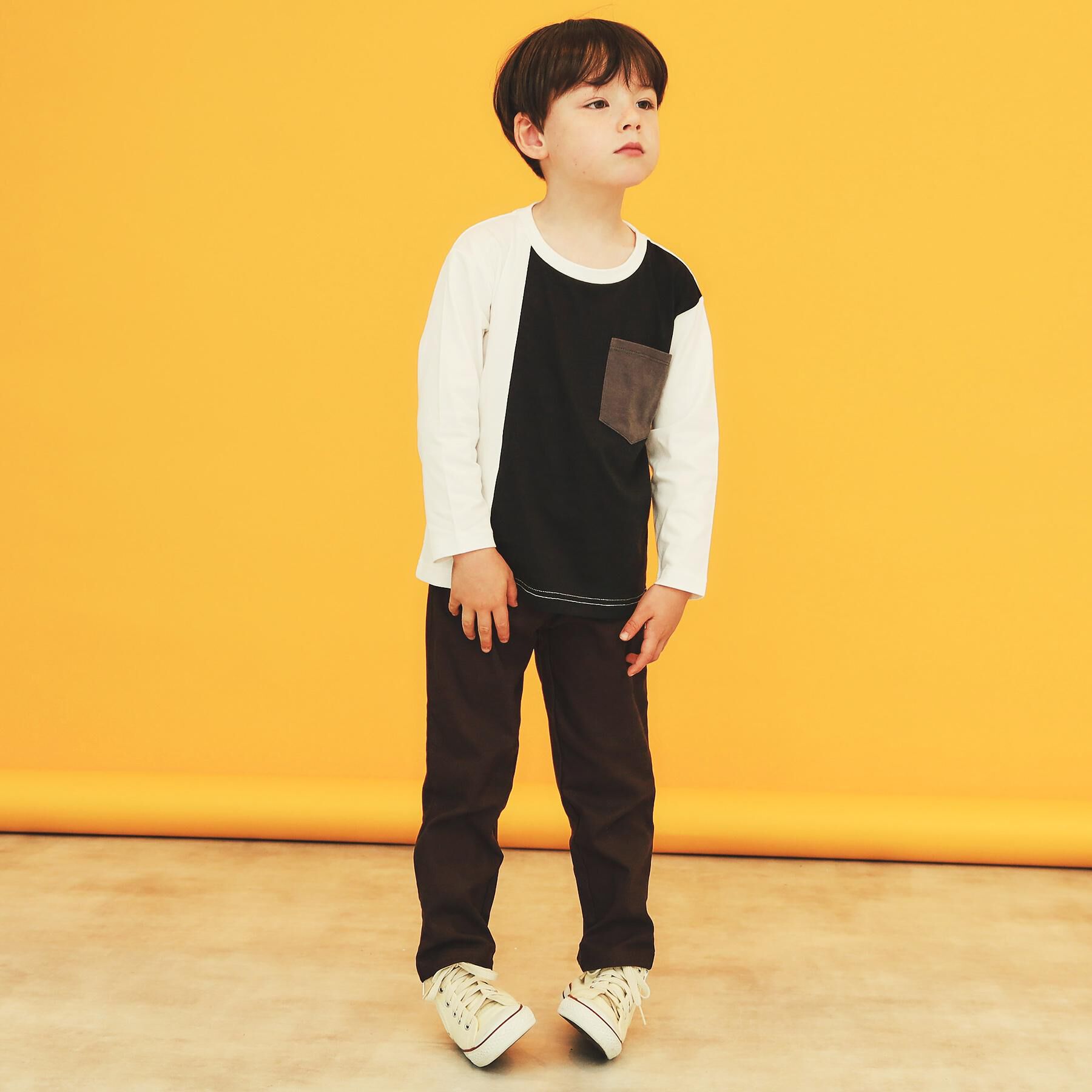 THE SHOP TK「【110-160/洗濯機OK】切り替え長袖Tシャツ」|Tシャツ・カットソー|