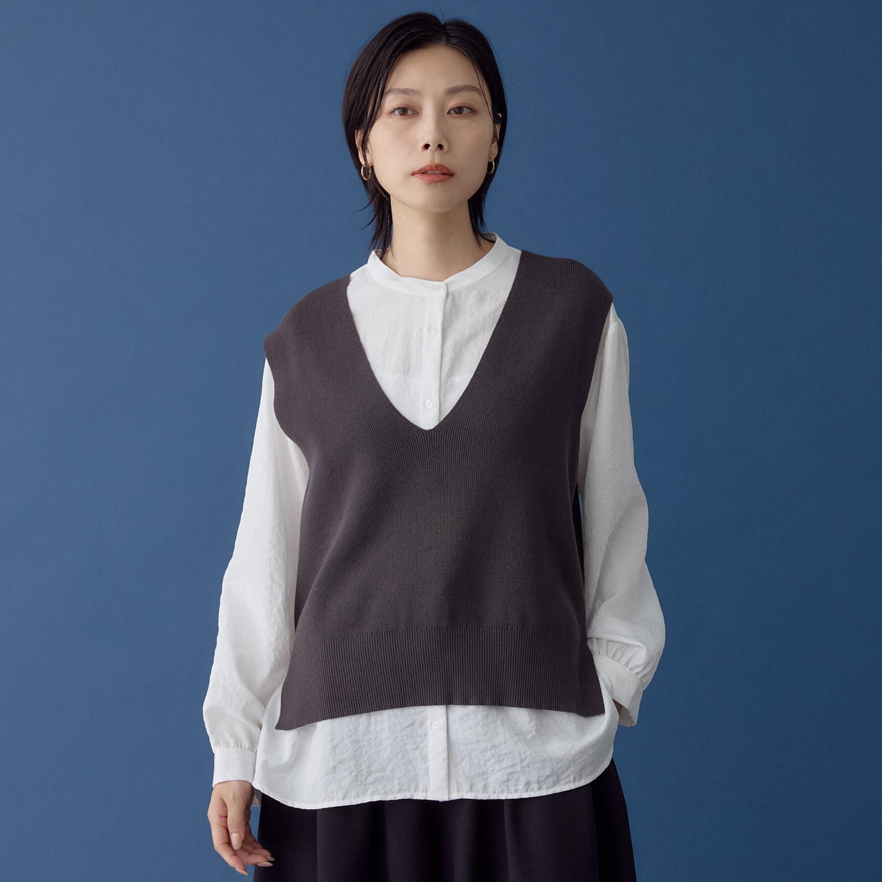 THE SHOP TK「【春まで着られる】ニットベスト＆ブラウスセット/洗濯機OK」|シャツ・ブラウス|スミクロ(018)