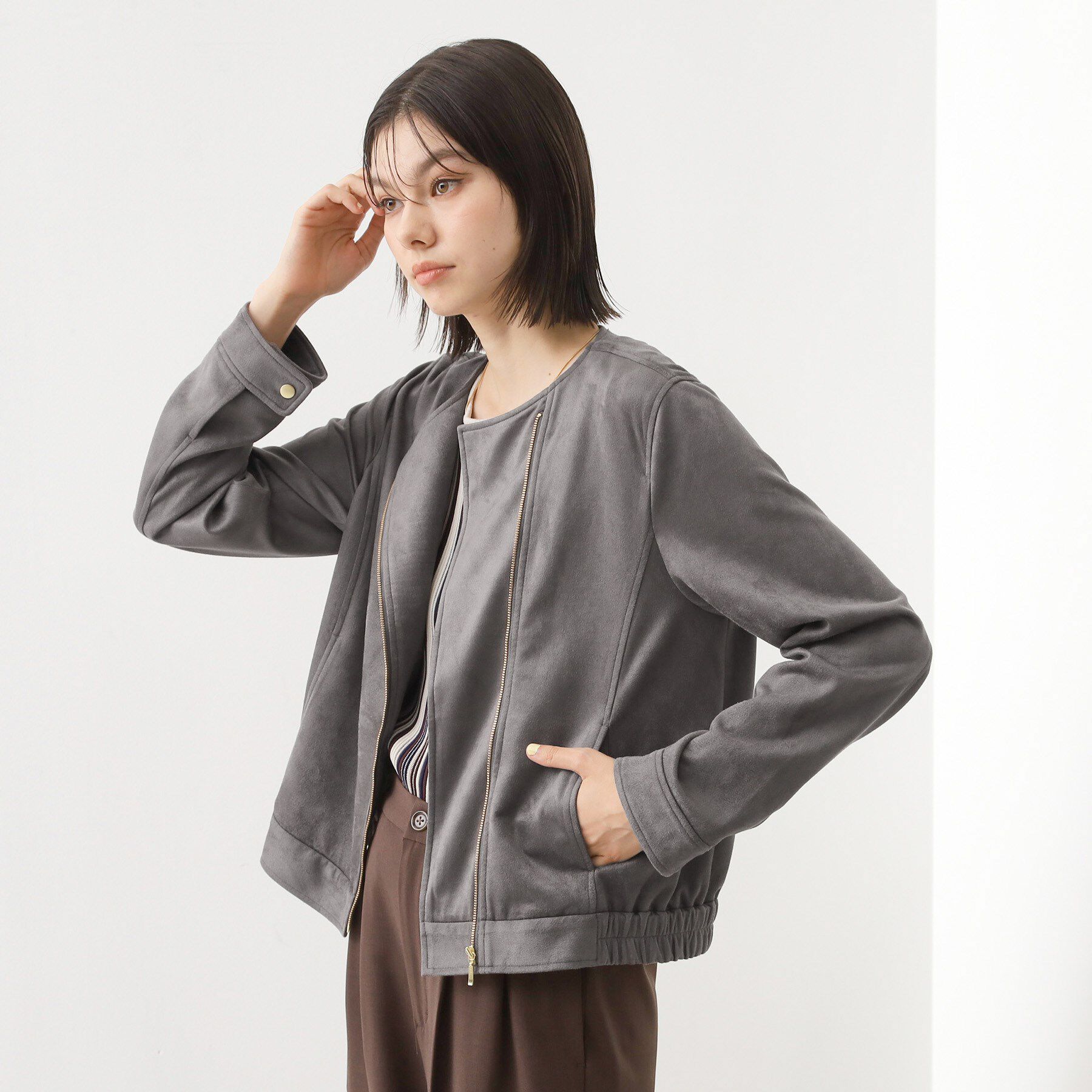 THE SHOP TK「スエードライク ライダースジャケット」|ライダースジャケット|