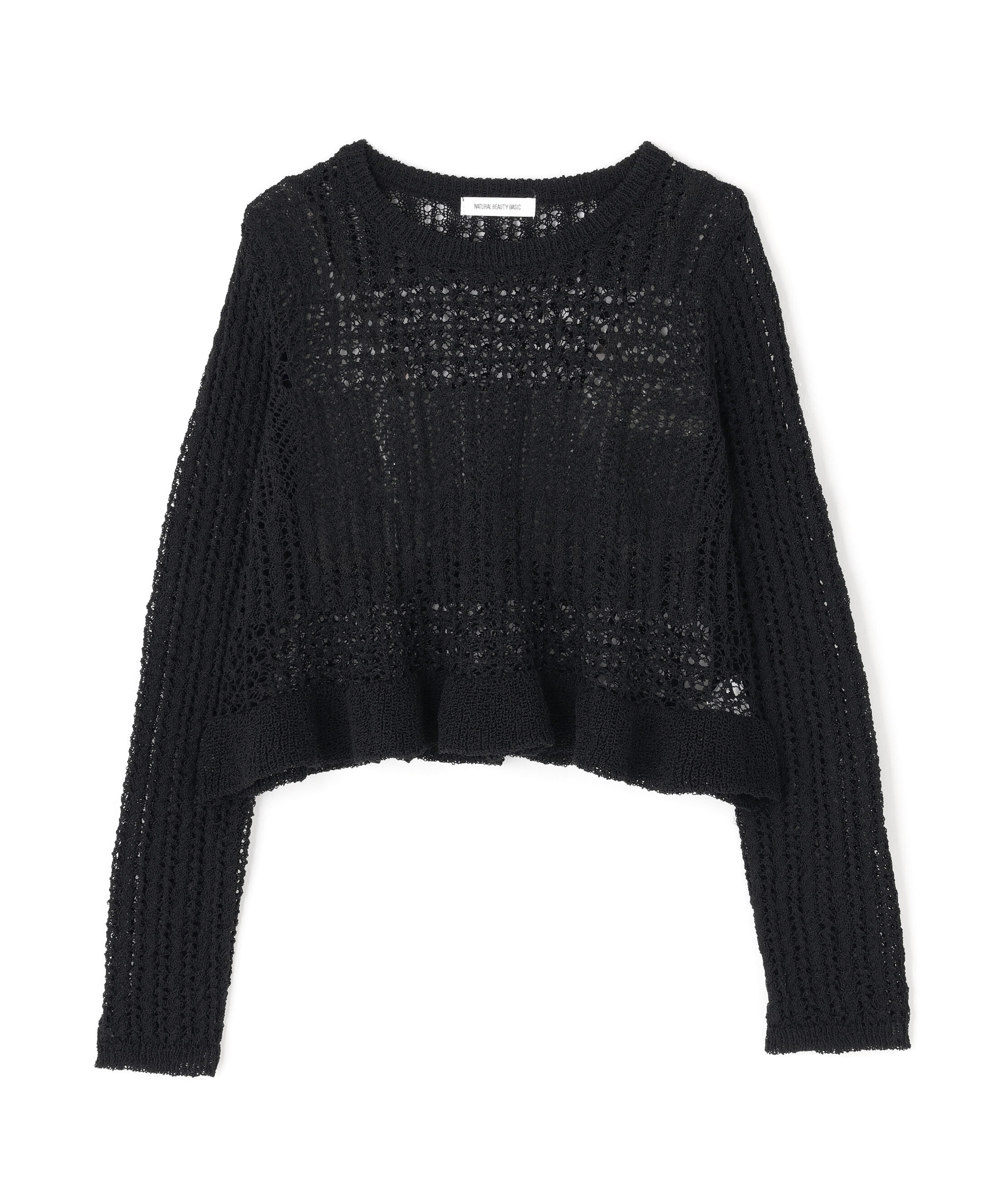  「クロップドレースメッシュニット」|ニット・セーター|