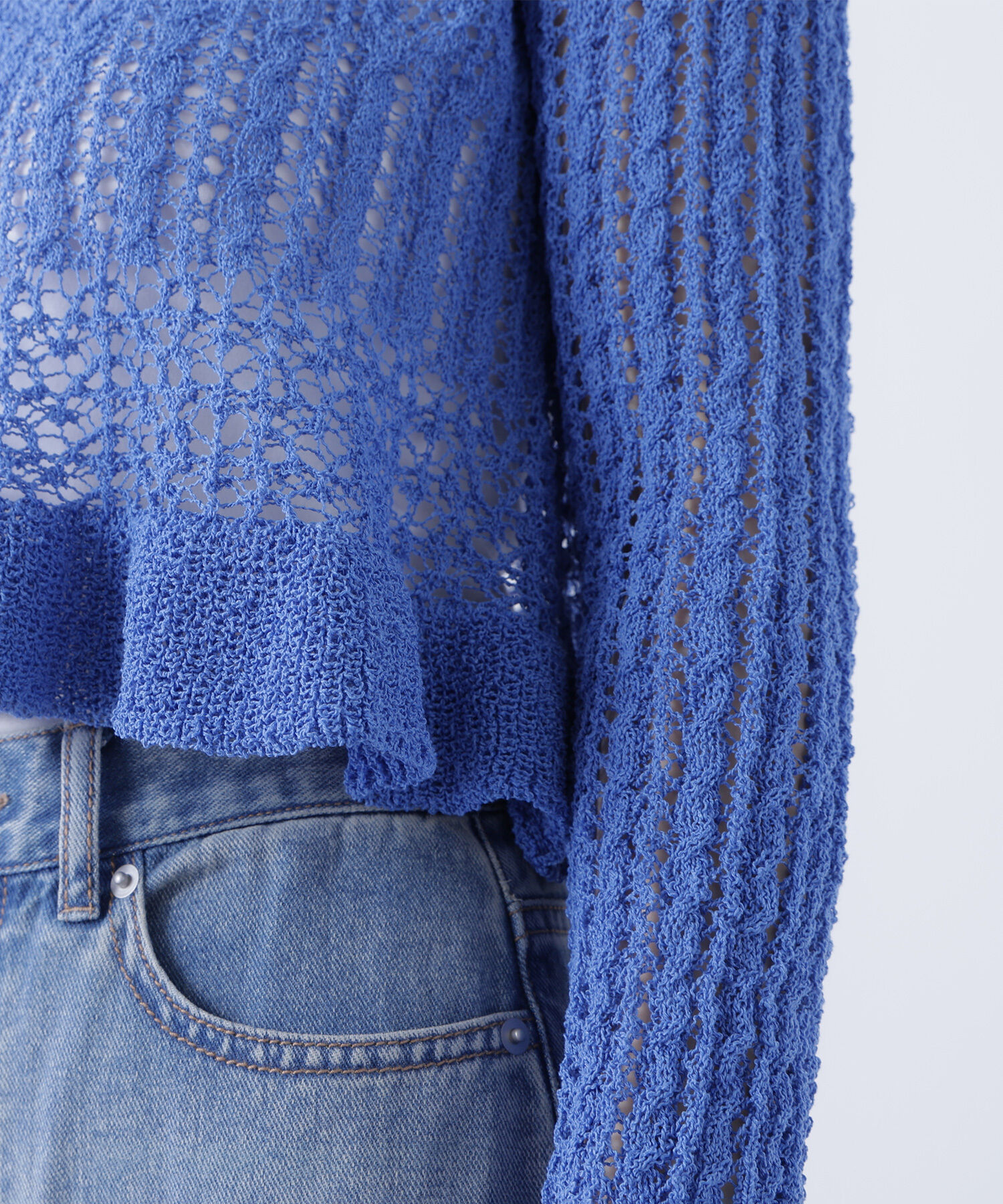  「クロップドレースメッシュニット」|ニット・セーター|