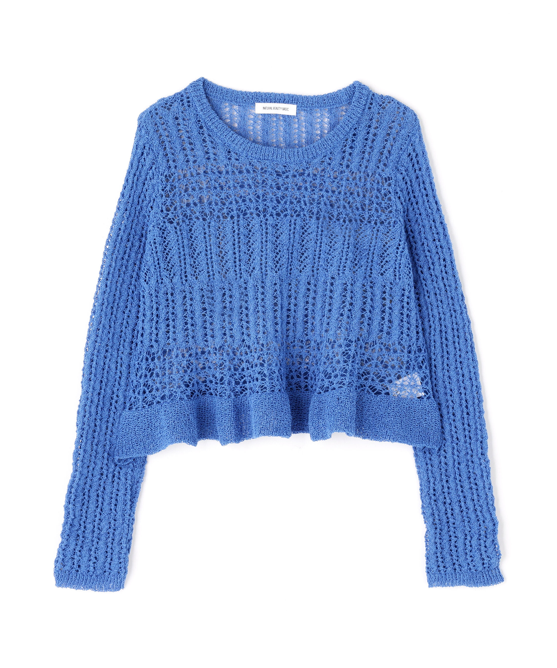  「クロップドレースメッシュニット」|ニット・セーター|