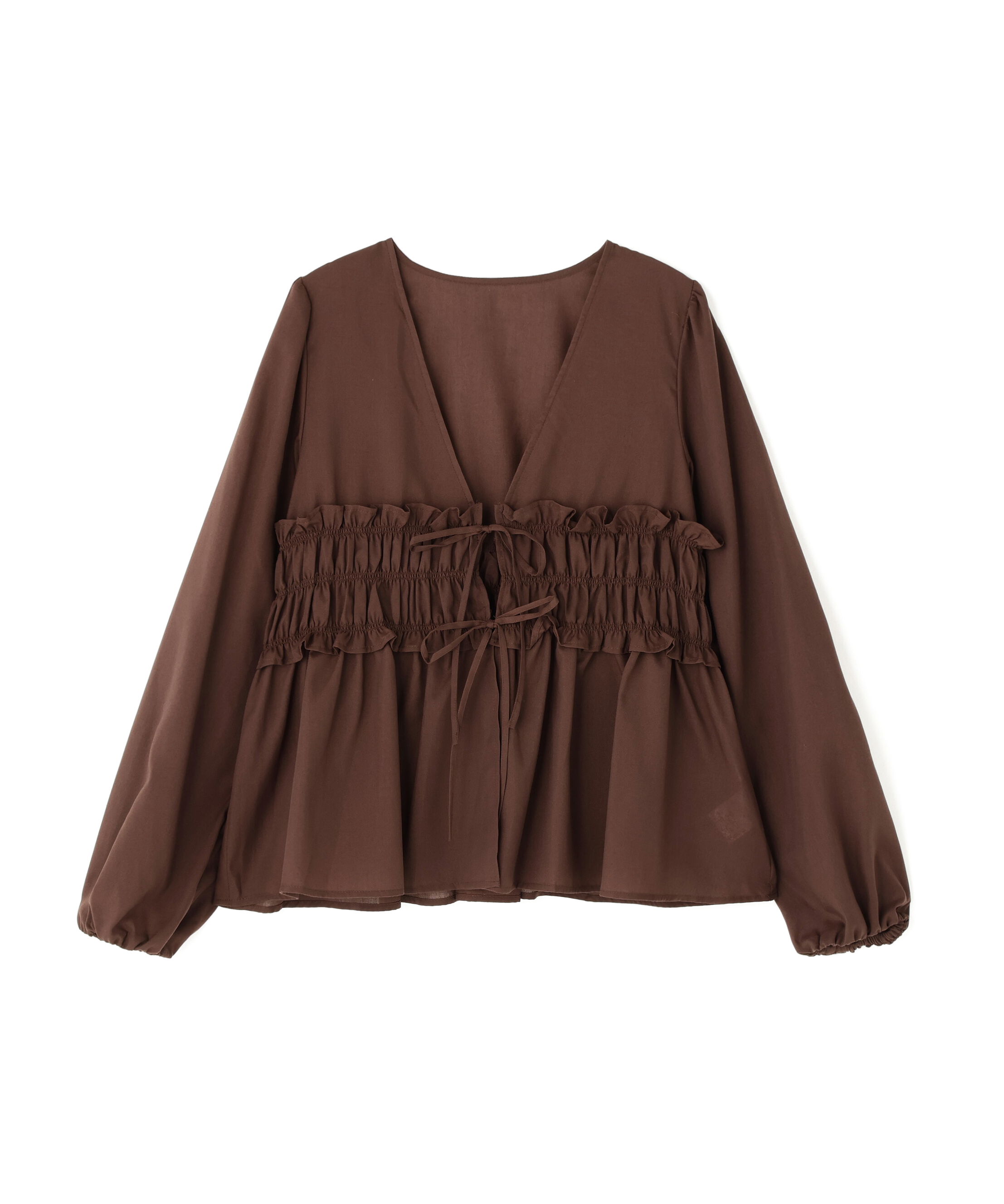  「Vネックシャーリングペプラムブラウス」|シャツ・ブラウス|