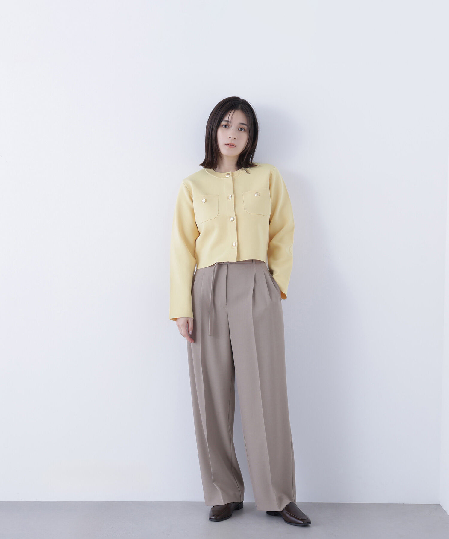  「くびれ仕込みベルテッドパンツ」|その他|ベージュ