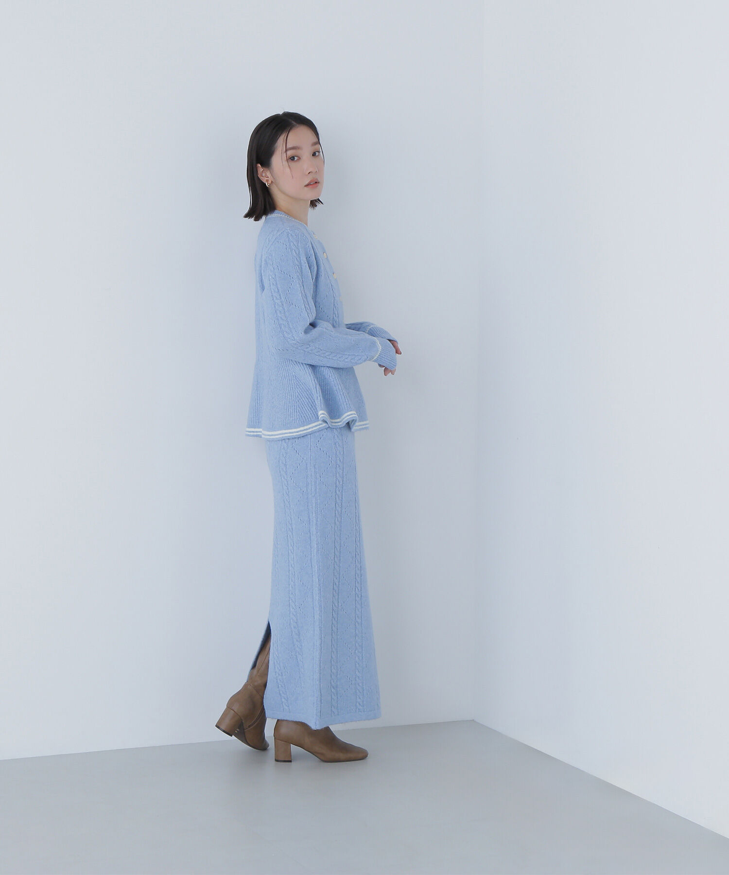  「ペプラムケーブルニットセットアップ」|ワンピース|