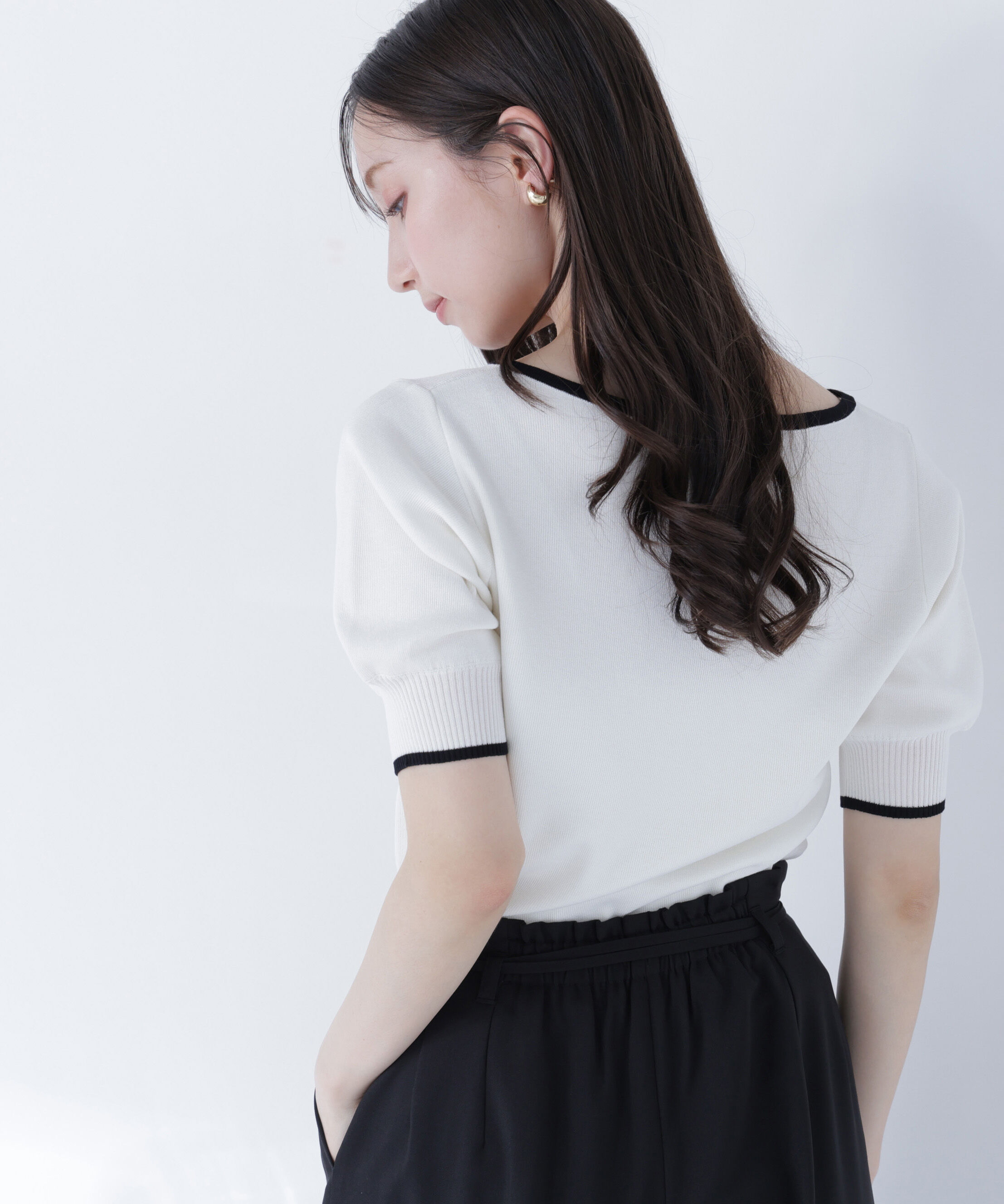  「バイカラーメタルポイントニット」|ニット・セーター|