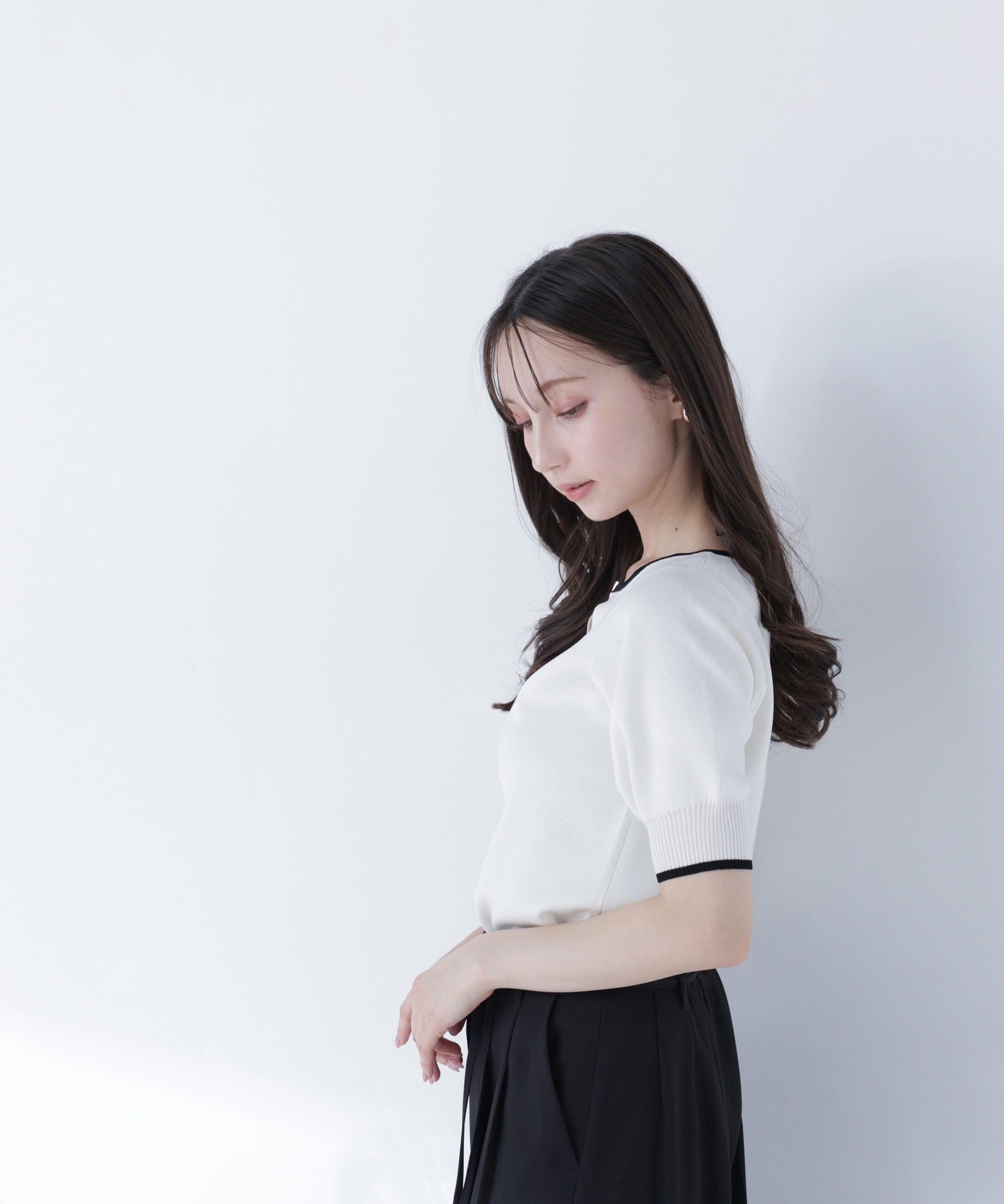  「バイカラーメタルポイントニット」|ニット・セーター|