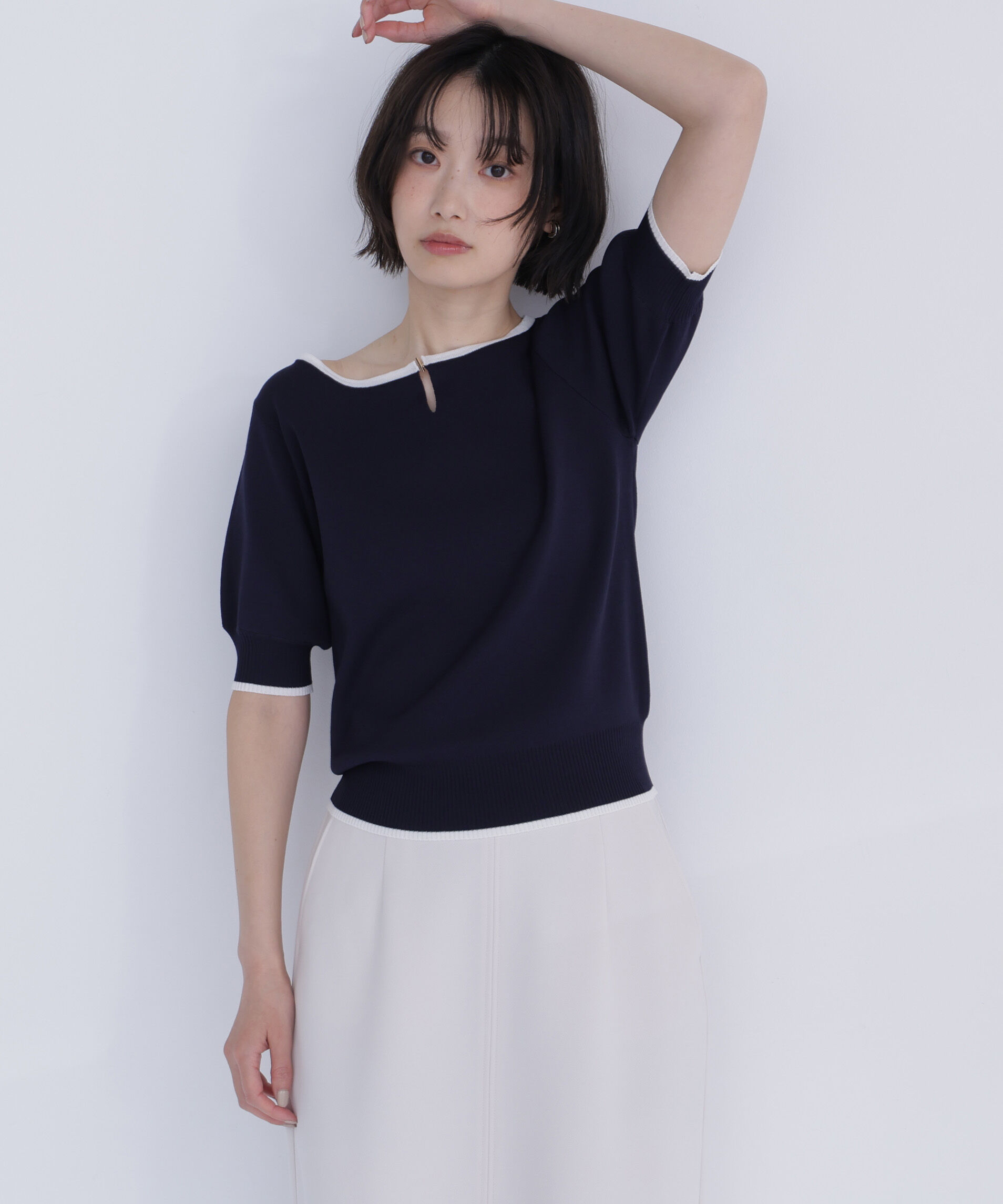  「バイカラーメタルポイントニット」|ニット・セーター|