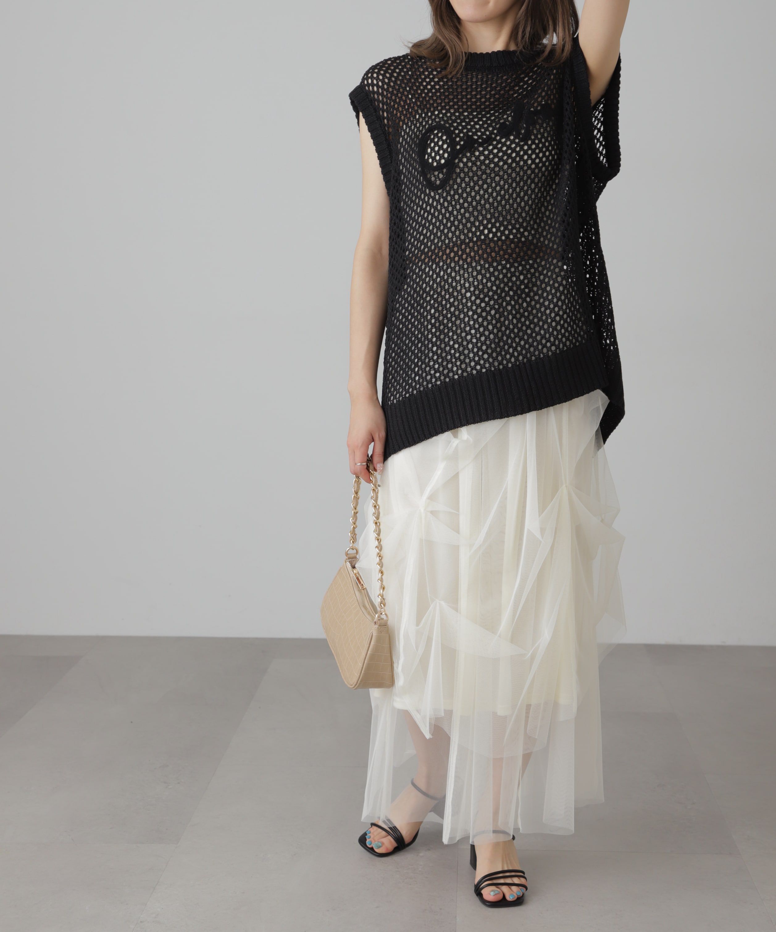  「メッシュロゴニットベスト」|ニット・セーター|