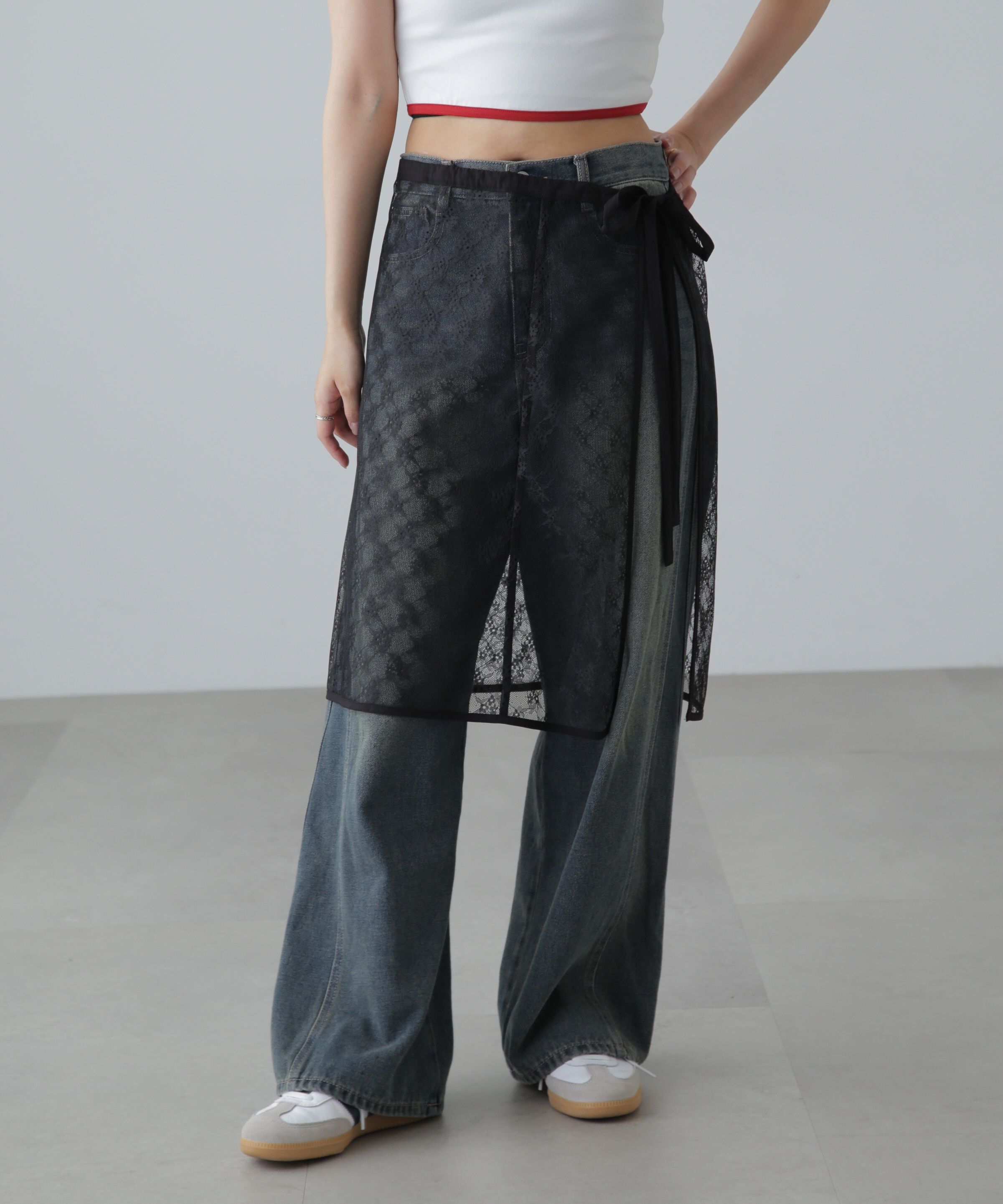  「レースラップレイヤードスカート」|スカート|