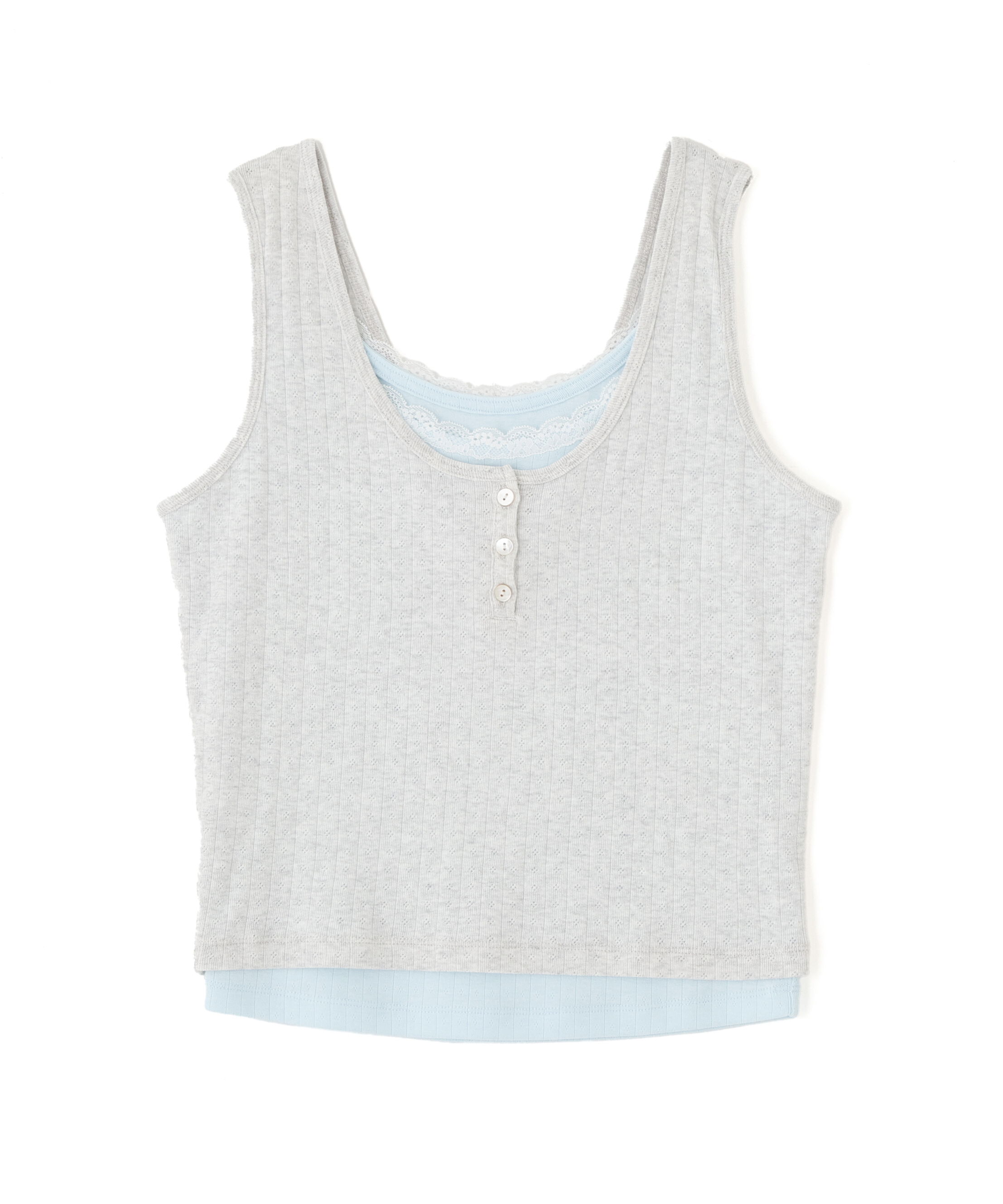  「針抜きテレコレイヤードタンクトップ」|Tシャツ・カットソー|