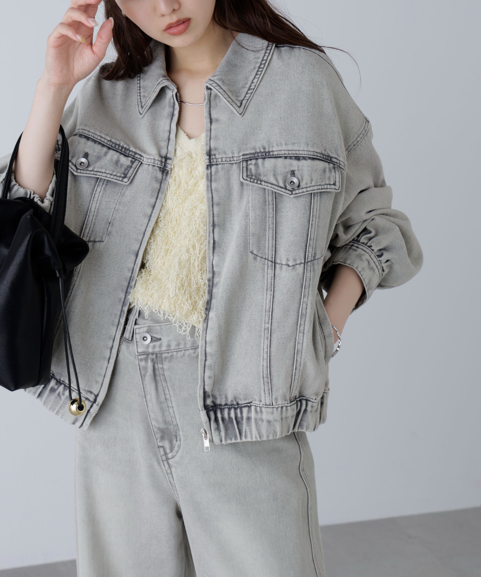  「オーバーサイズデニムジャケット」|ブルゾン・スタジャン|