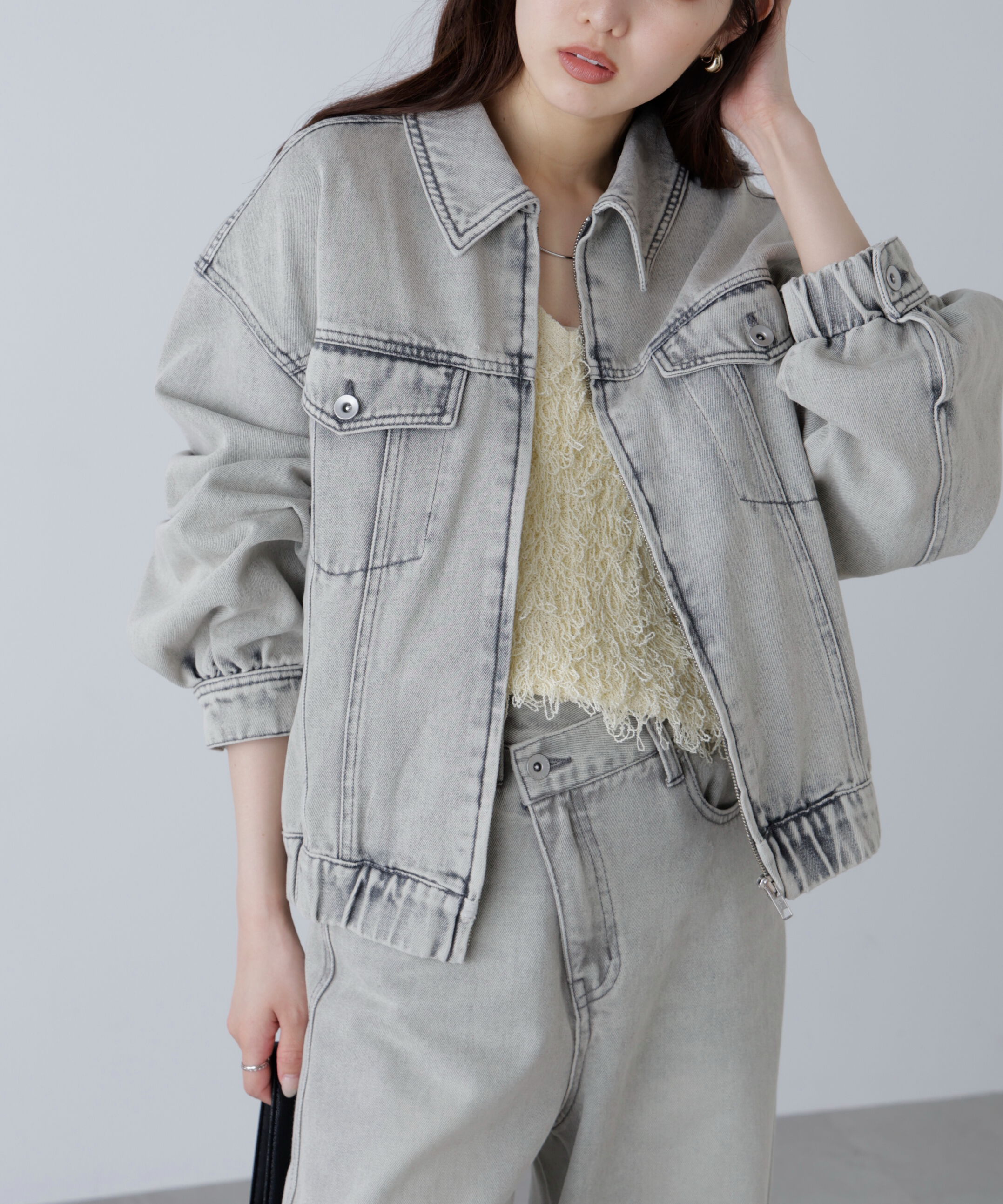  「オーバーサイズデニムジャケット」|ブルゾン・スタジャン|