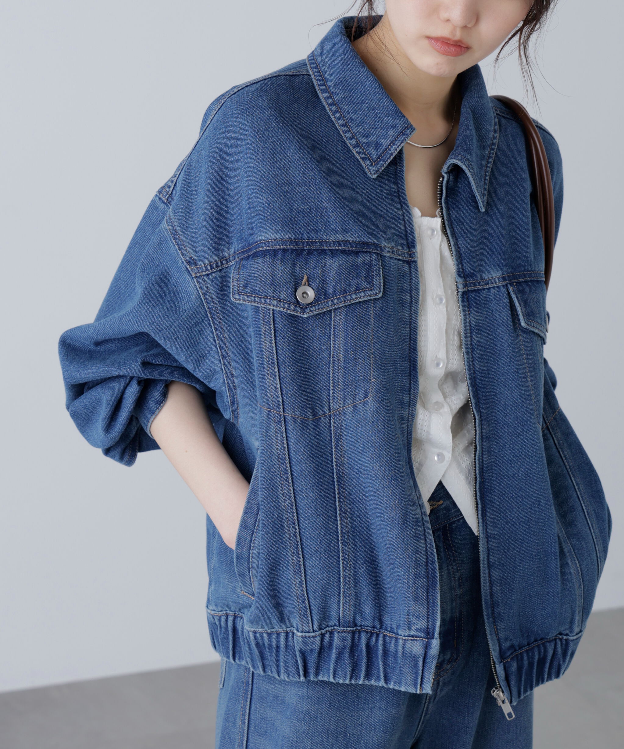  「オーバーサイズデニムジャケット」|ブルゾン・スタジャン|ライトインデ 1