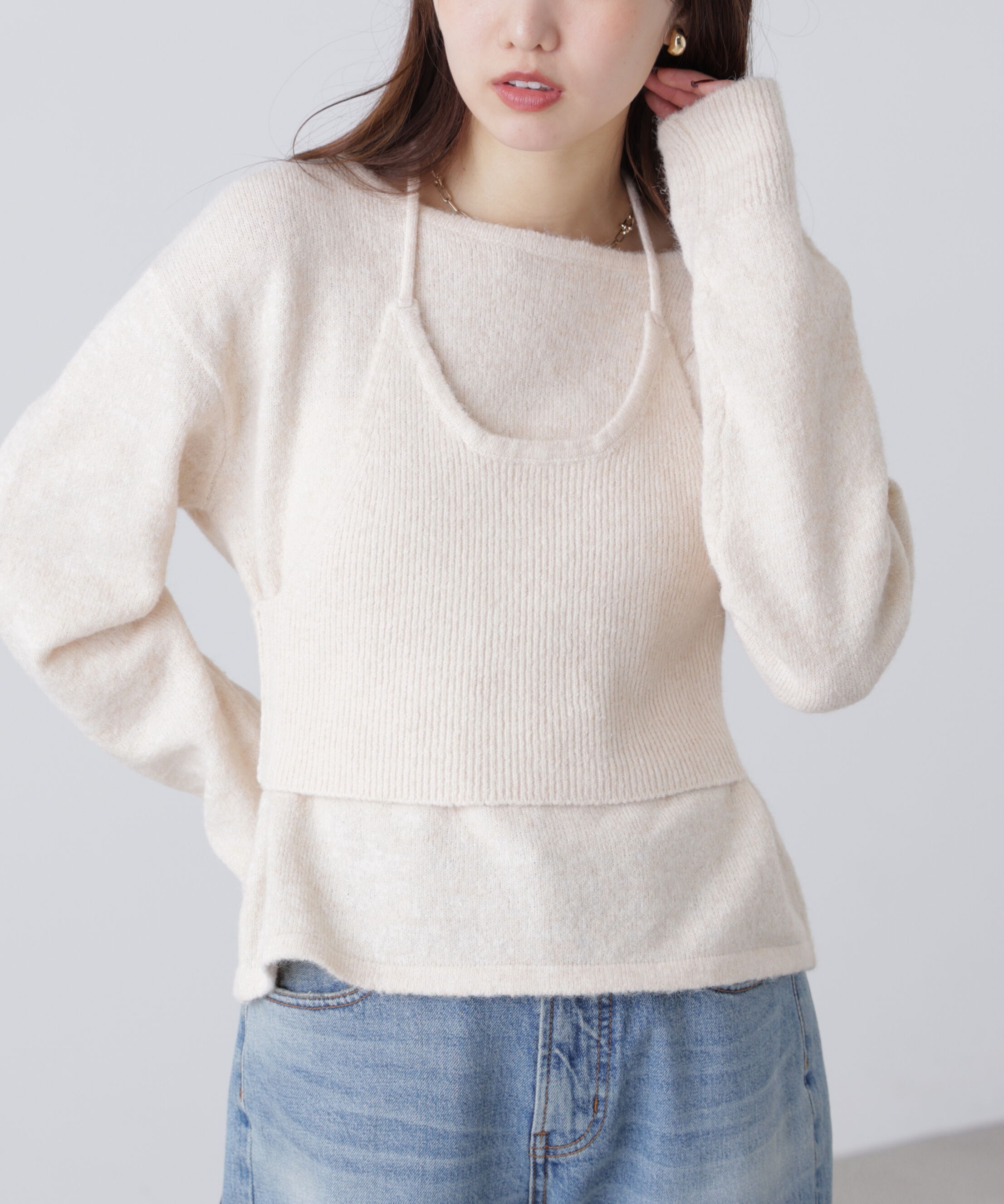  「ホルターネックビスチェセットニット」|ニット・セーター|
