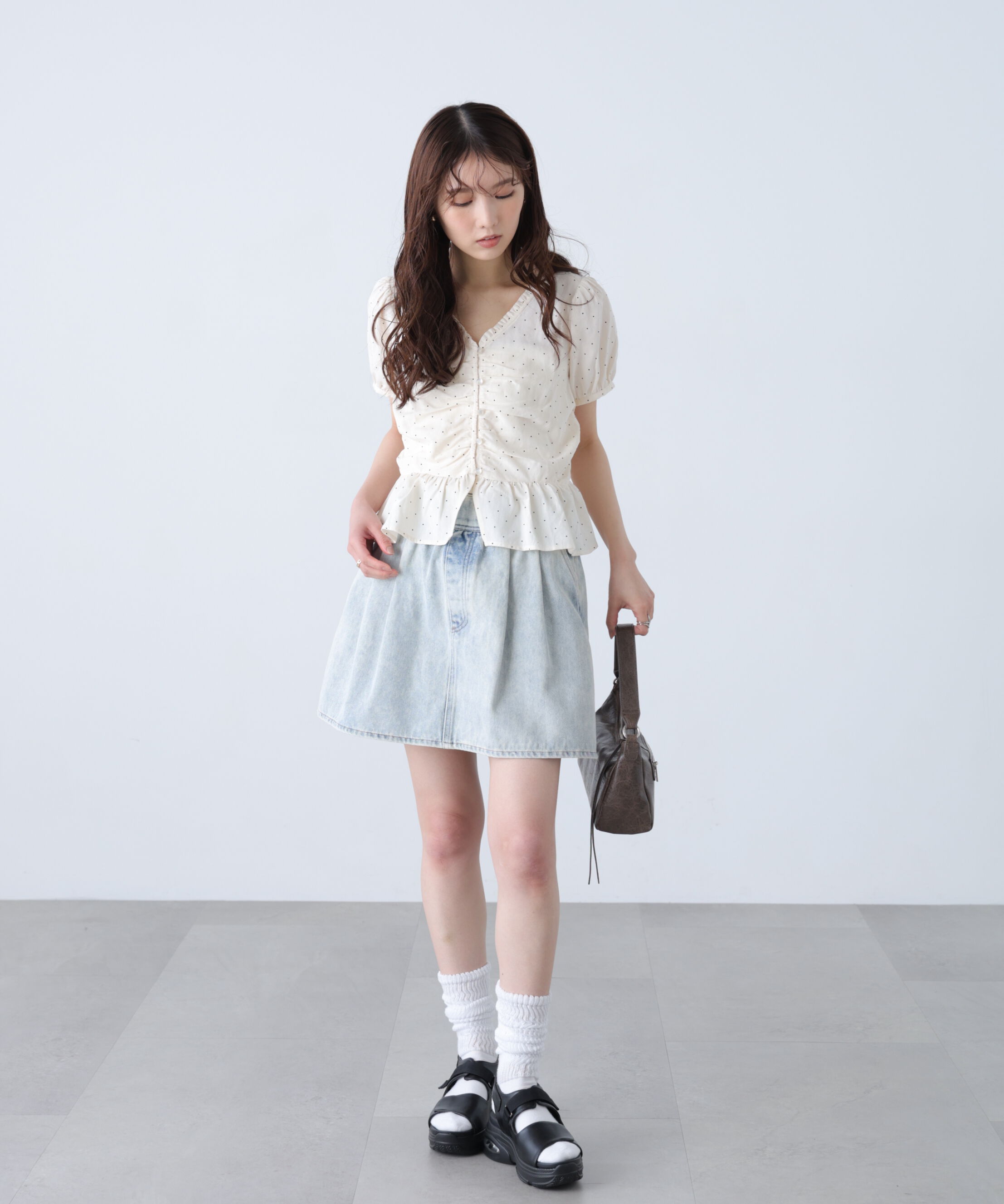  「ペプラムギャザーブラウス」|シャツ・ブラウス|