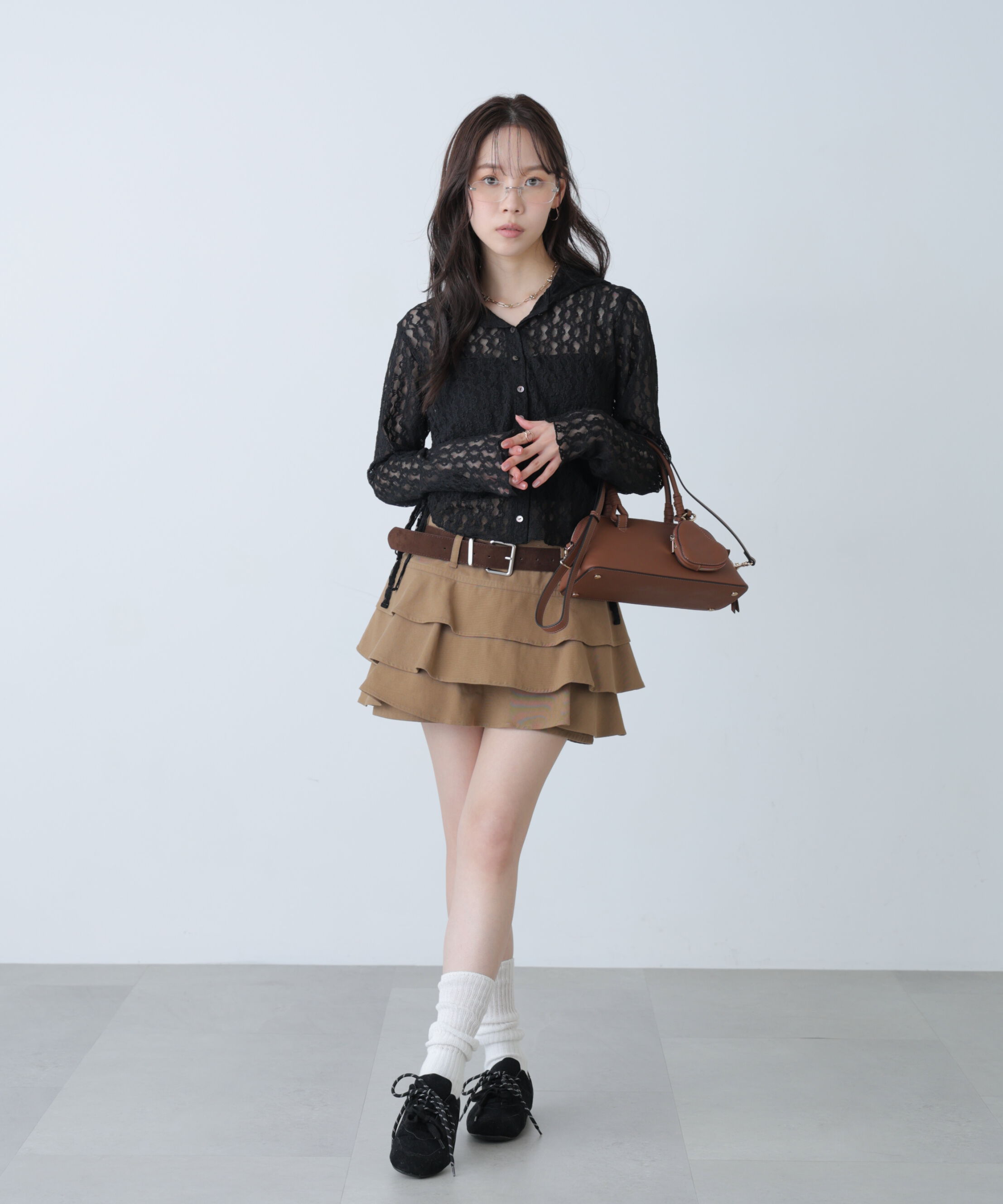  「ティアードフリルベルト付きミニスカート」|スカート|