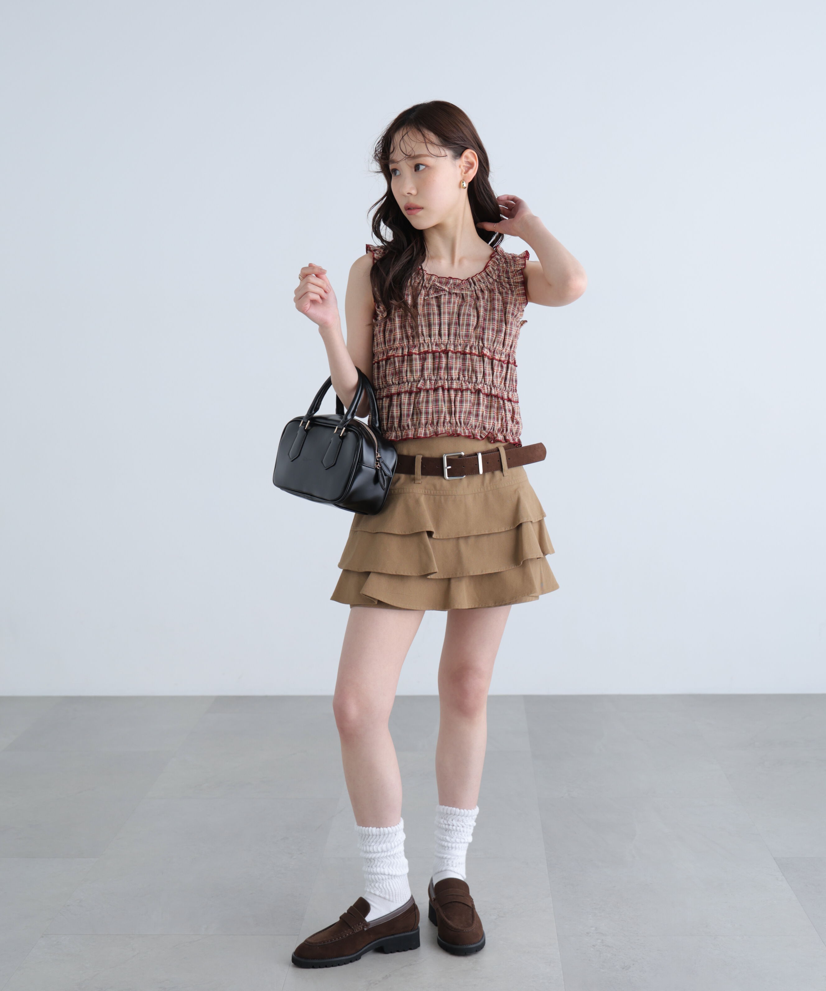  「ティアードフリルベルト付きミニスカート」|スカート|