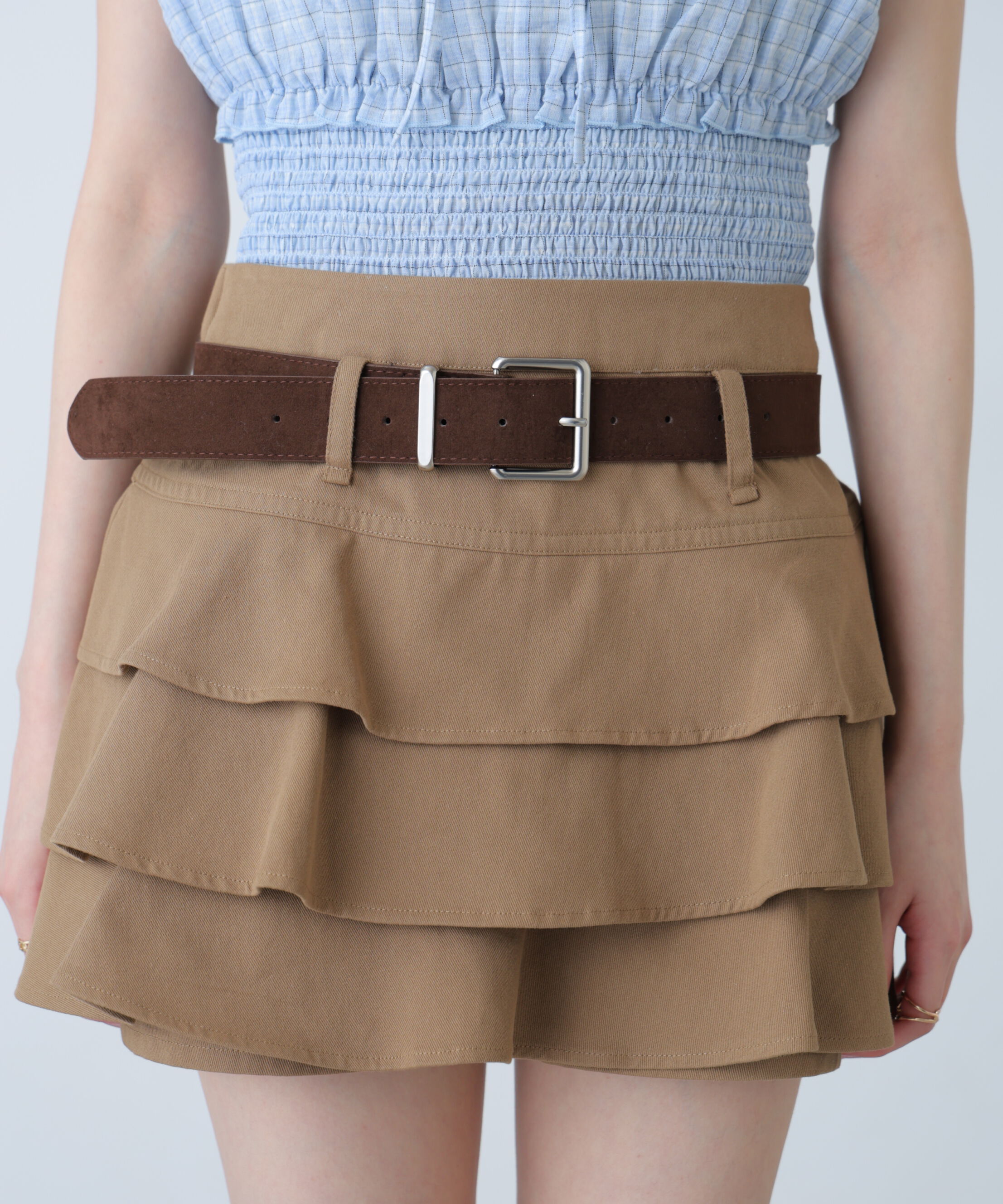  「ティアードフリルベルト付きミニスカート」|スカート|